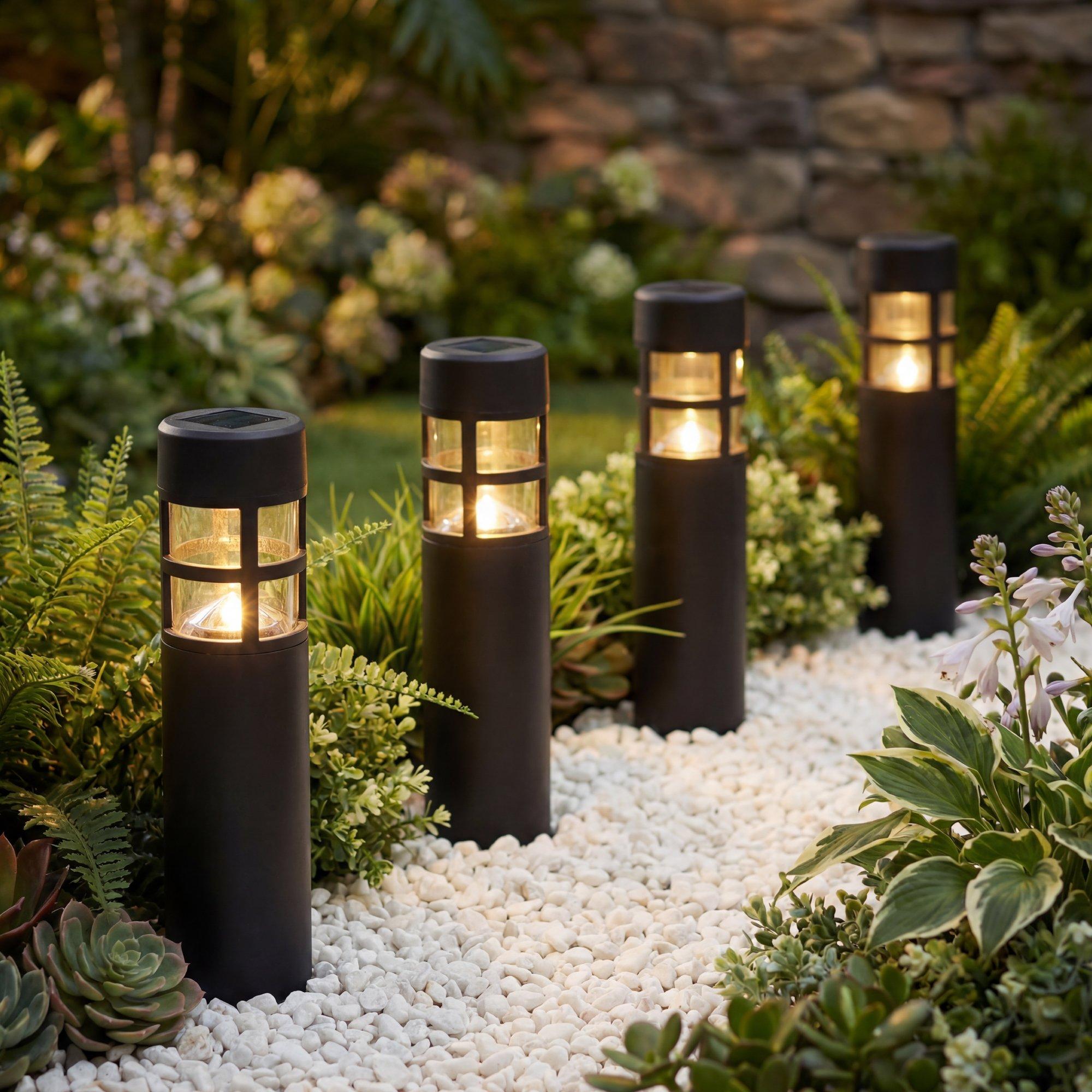 Black - Streetwize - Solar Pillar Stake Lights (Pack of 4) - 1