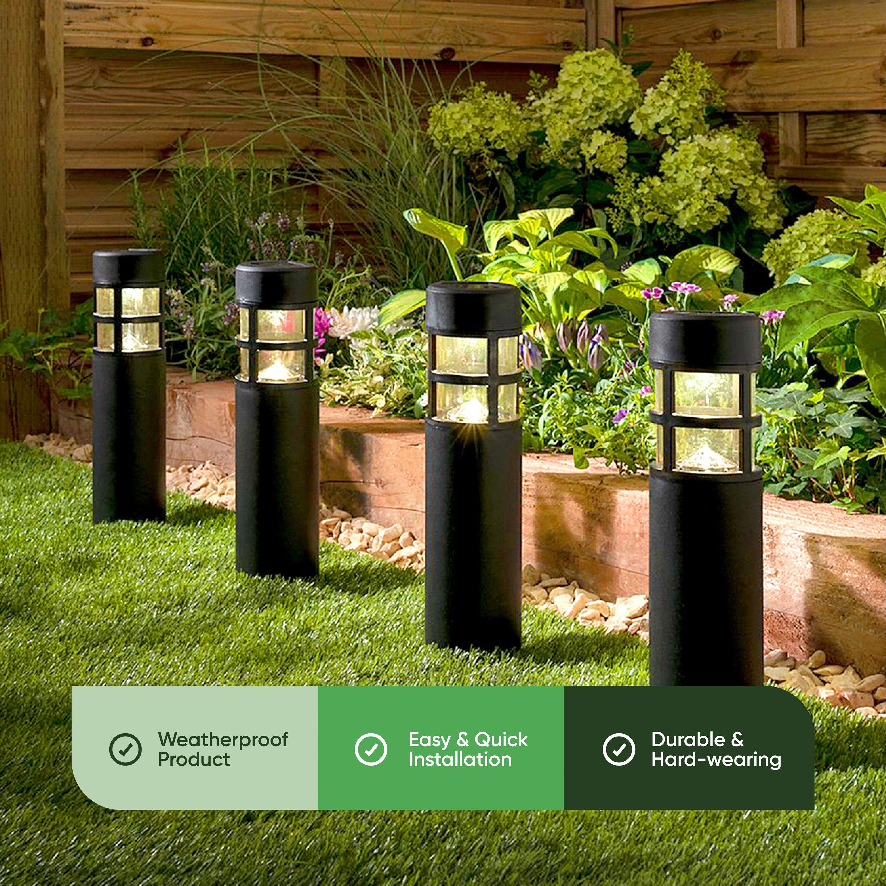 Black - Streetwize - Solar Pillar Stake Lights (Pack of 4) - 3