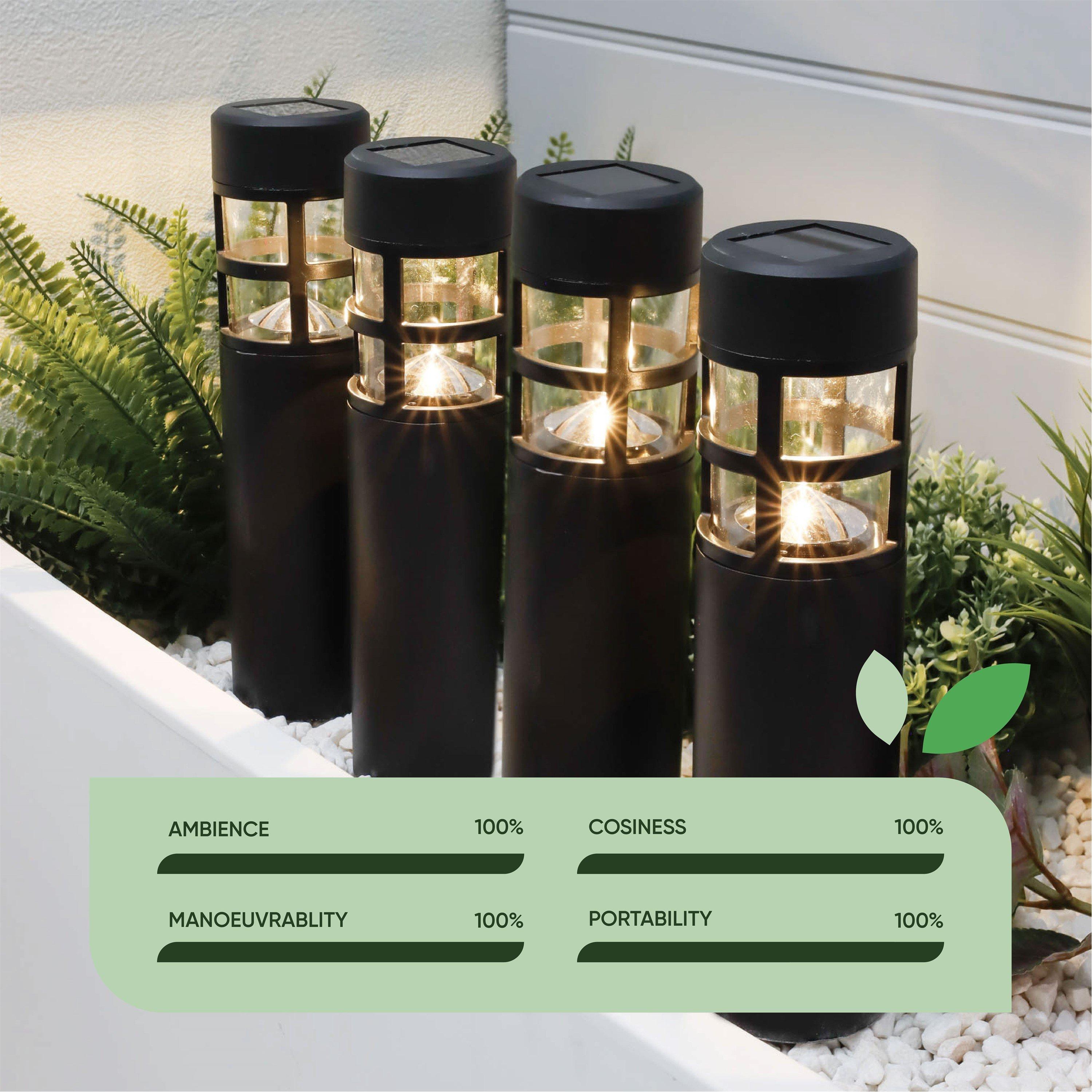 Black - Streetwize - Solar Pillar Stake Lights (Pack of 4) - 5