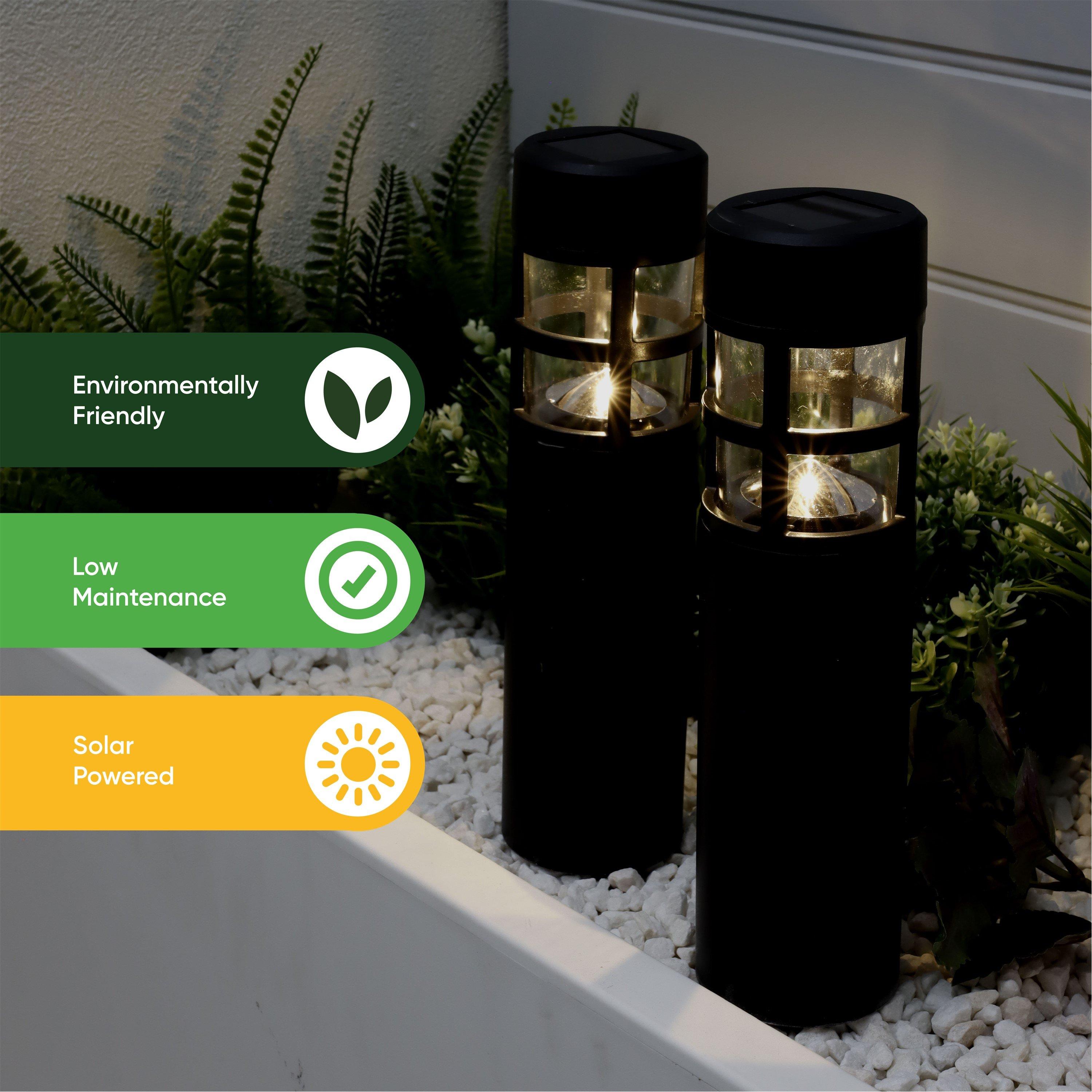 Black - Streetwize - Solar Pillar Stake Lights (Pack of 4) - 6