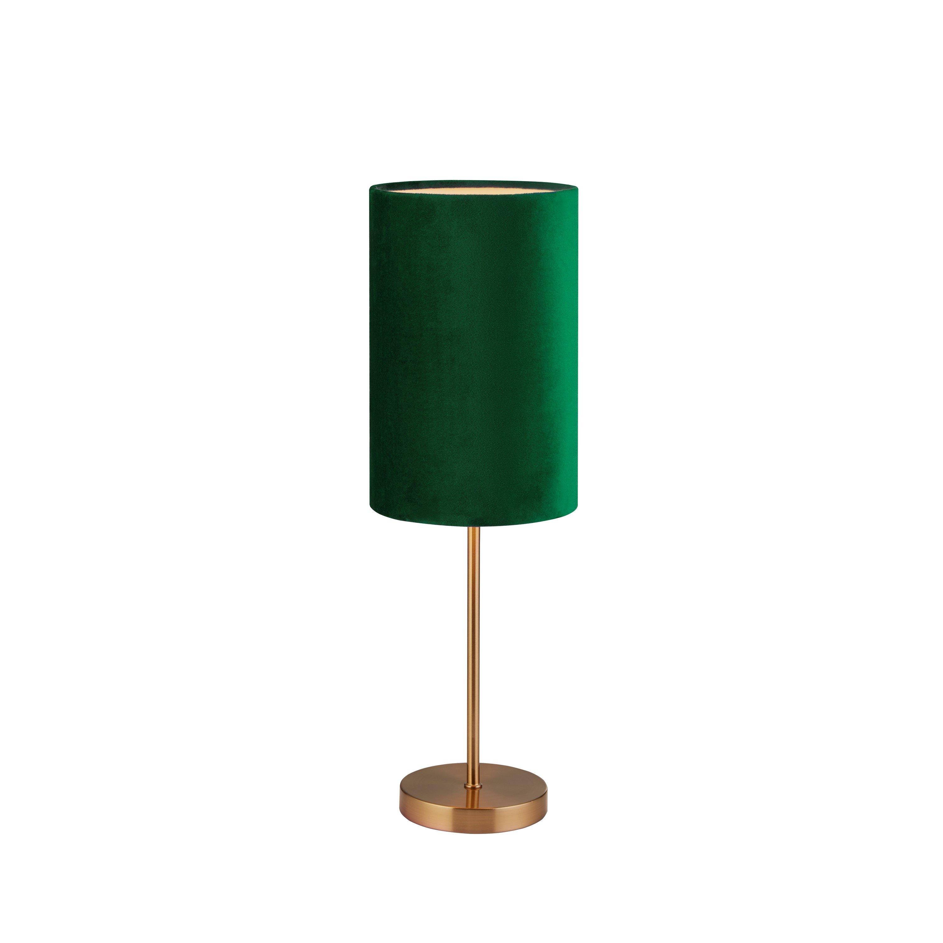 Gold - Lighting Collection - Deep Green Velvet & Dark Gold Table Lamp - 2