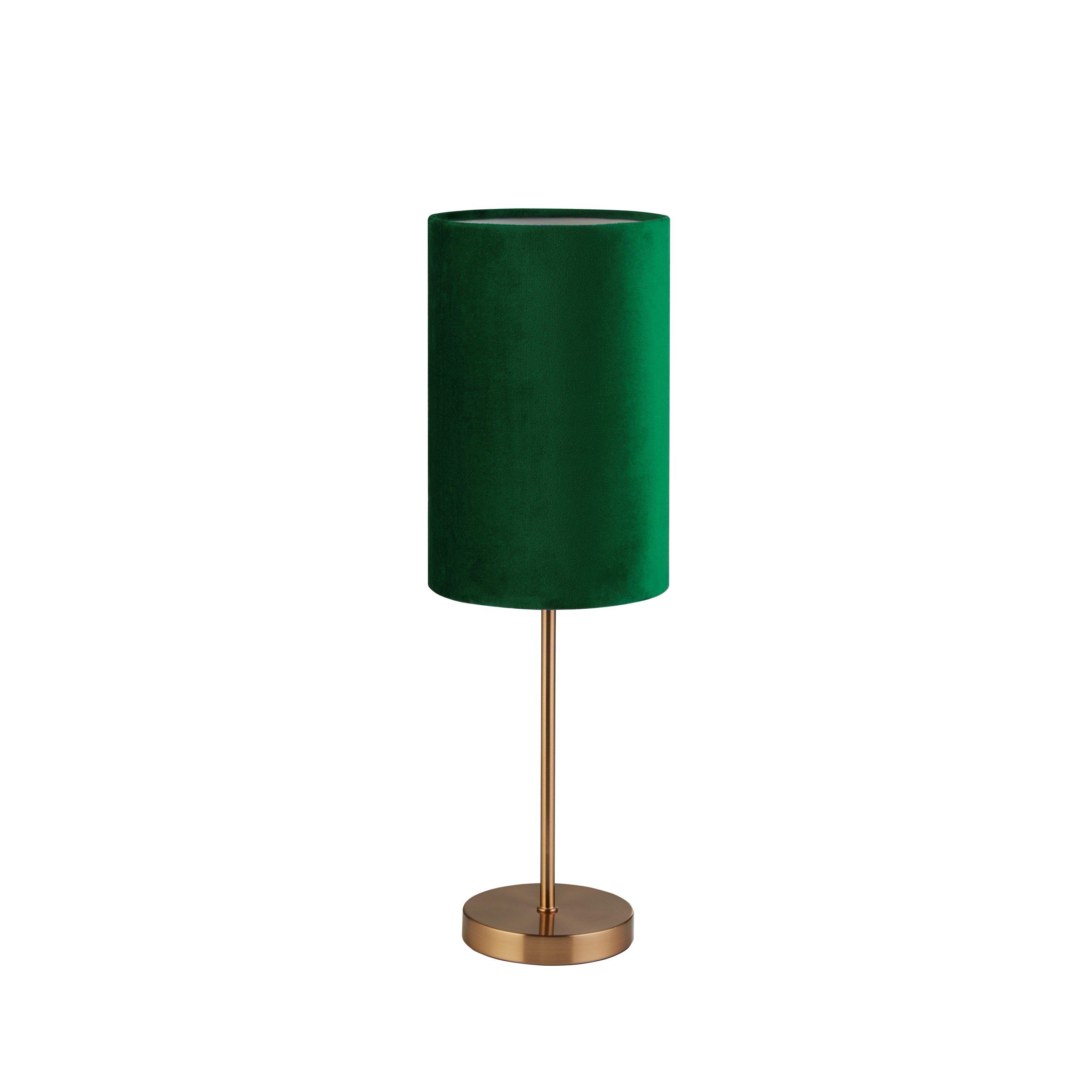 Gold - Lighting Collection - Deep Green Velvet & Dark Gold Table Lamp - 3