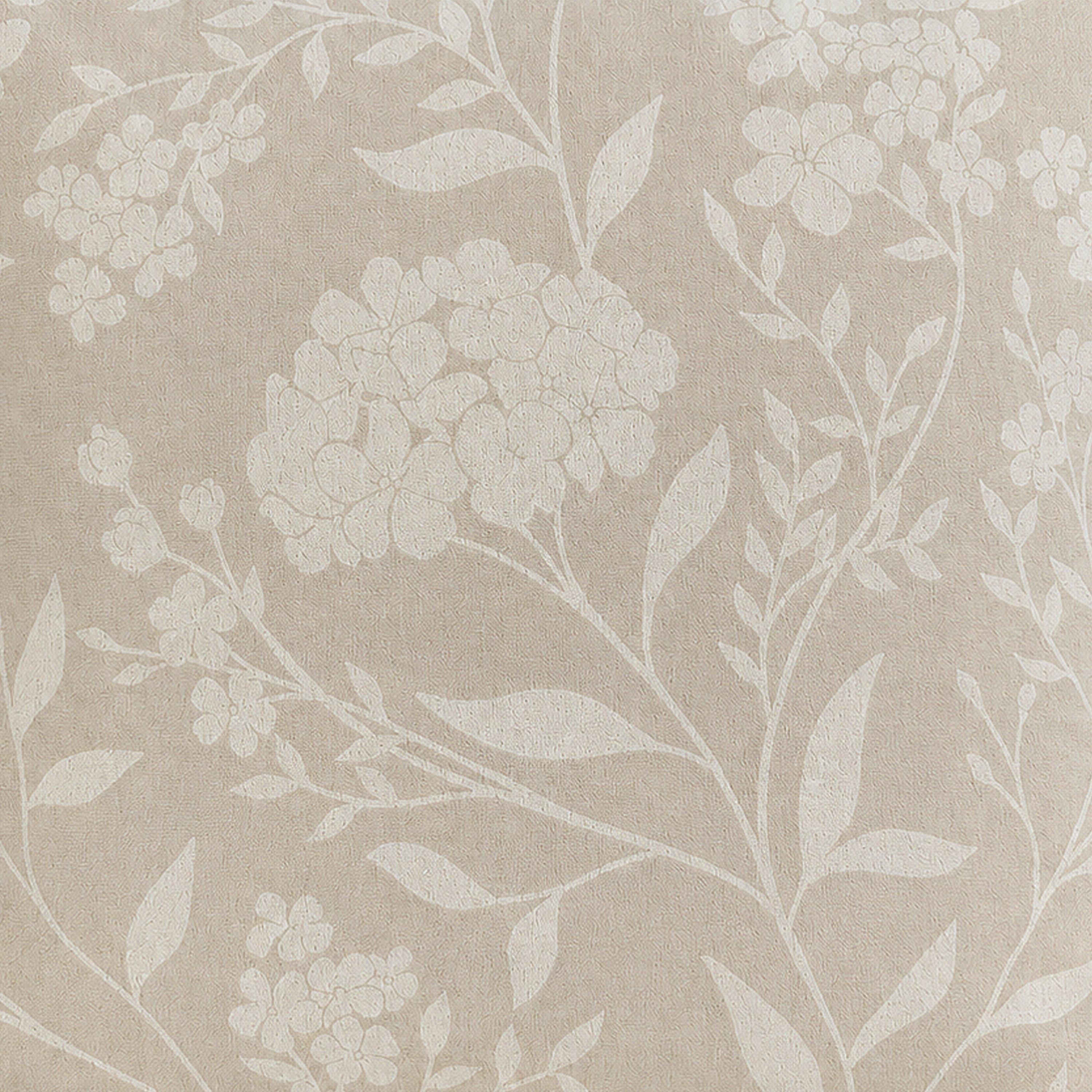 Cream - Enhanced Living - Cuba Cream Floral 100% Blackout Eyelet Curtains - 4