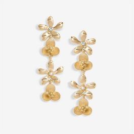 Mood Gold Mixed Flower Linear Drop Earrings