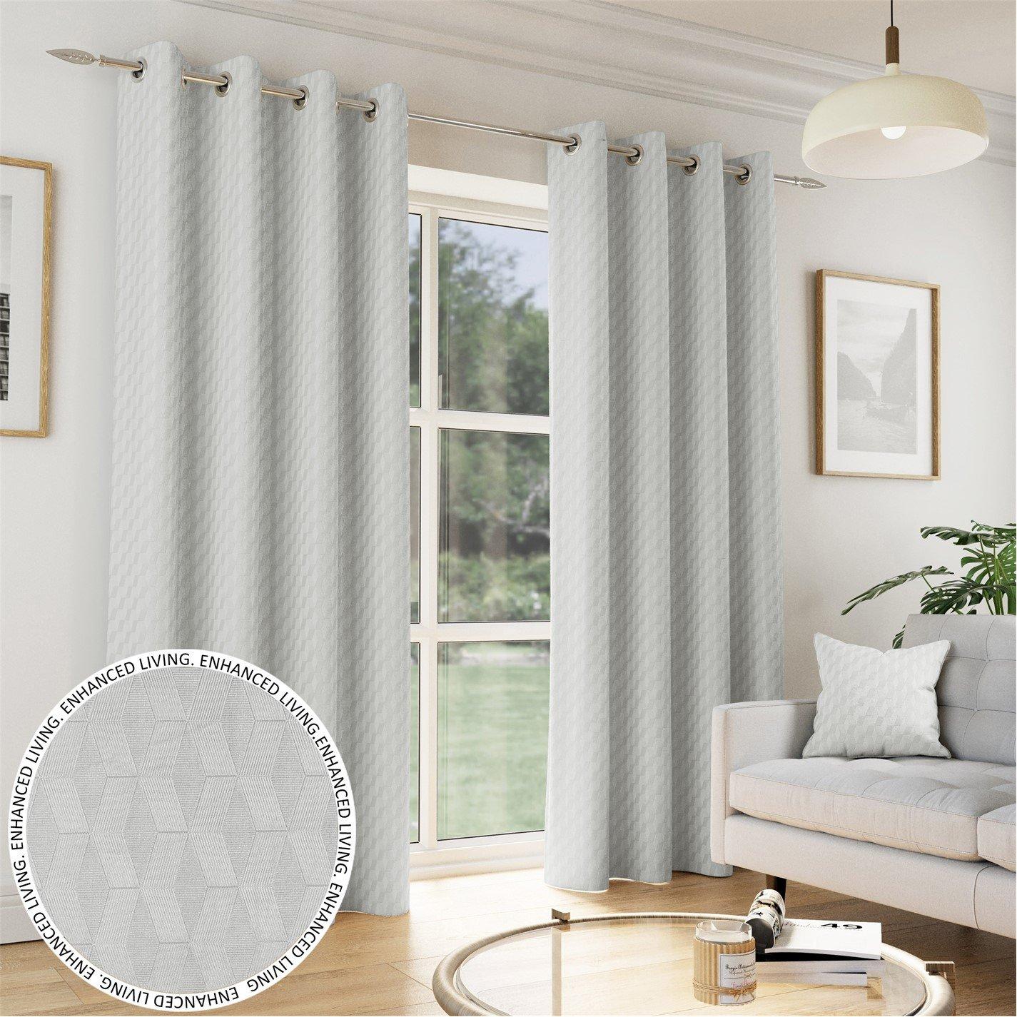 Enhanced Living  Tokyo Room Darkening Velvet Eyelet Curtains - Grey - 168x137cm