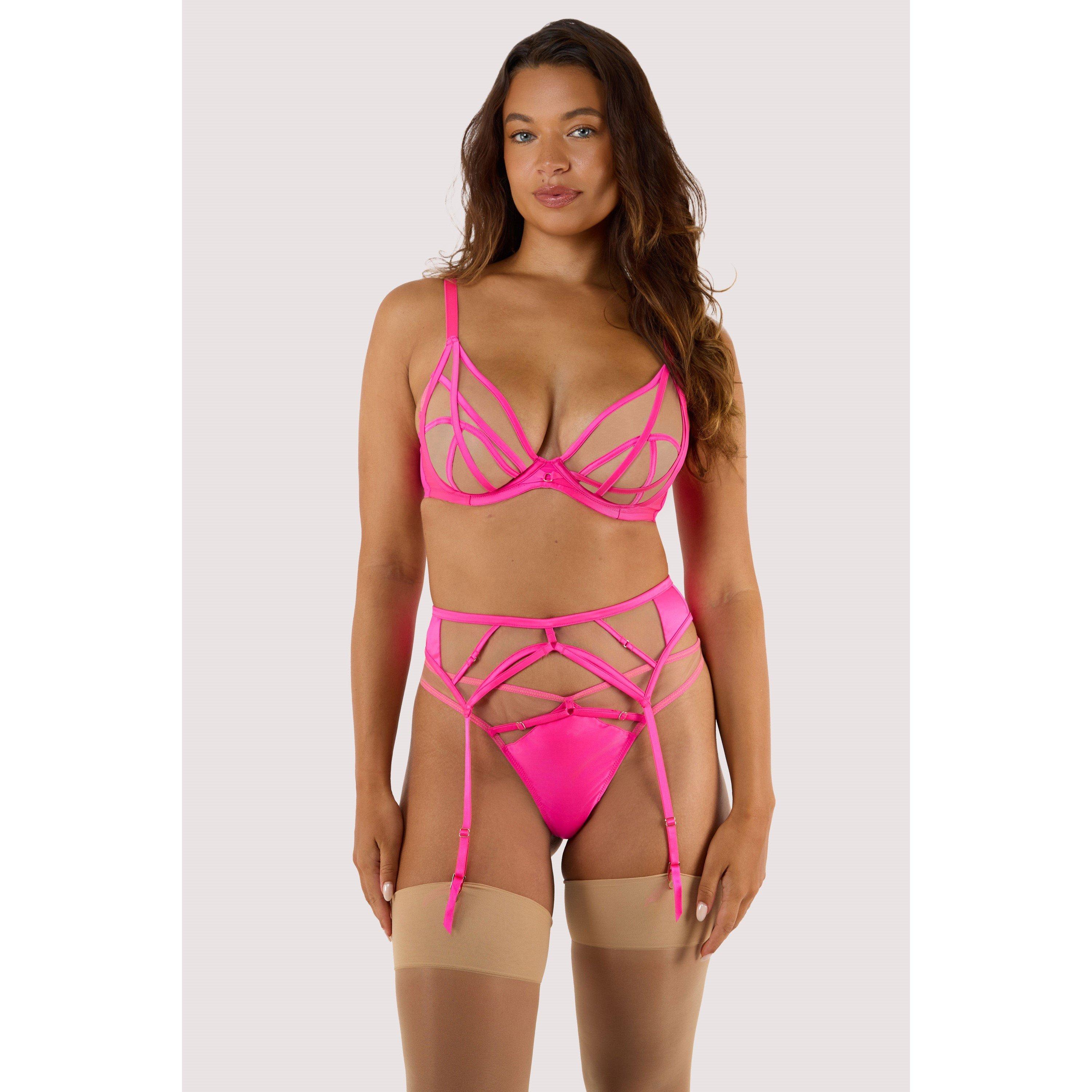 Neon Pink - Playful Promises - Ramona Neon Pink Suspender Belt - 4