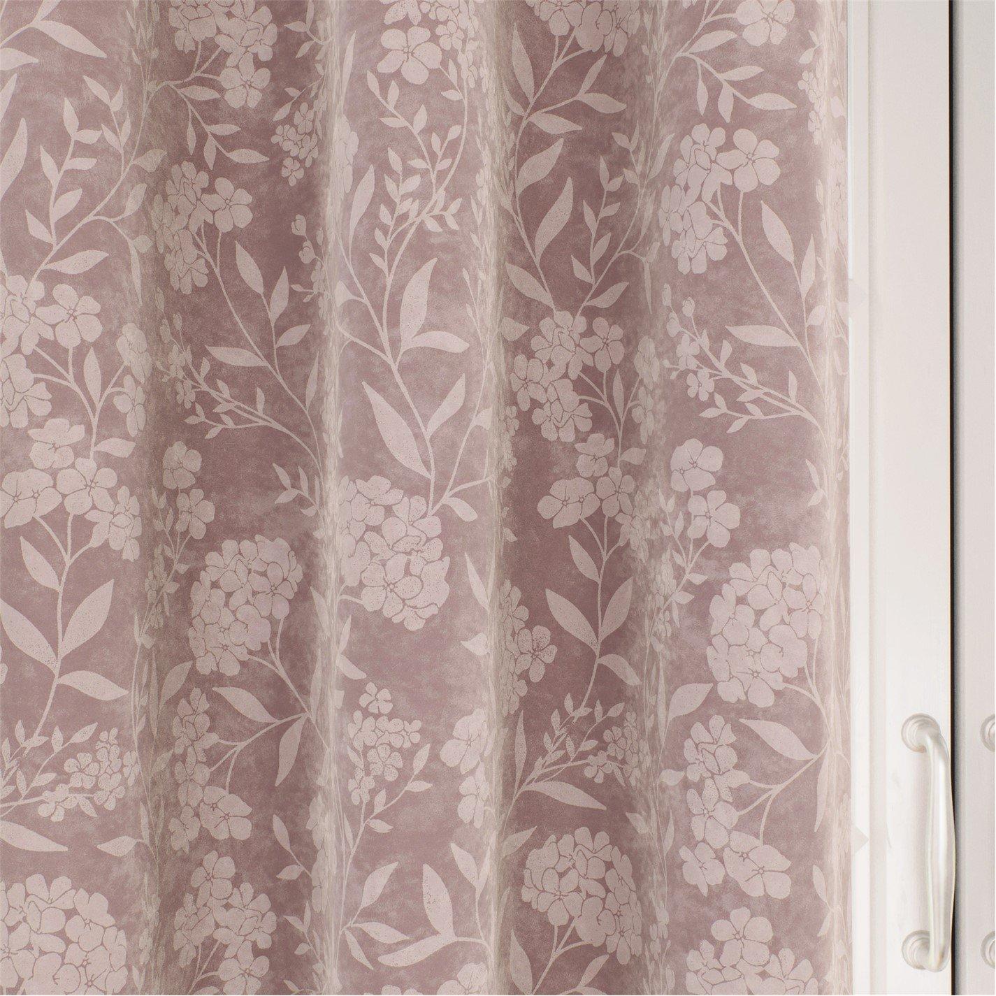 Pink - Enhanced Living - Cuba Pink Floral 100% Blackout Eyelet Curtains - 4