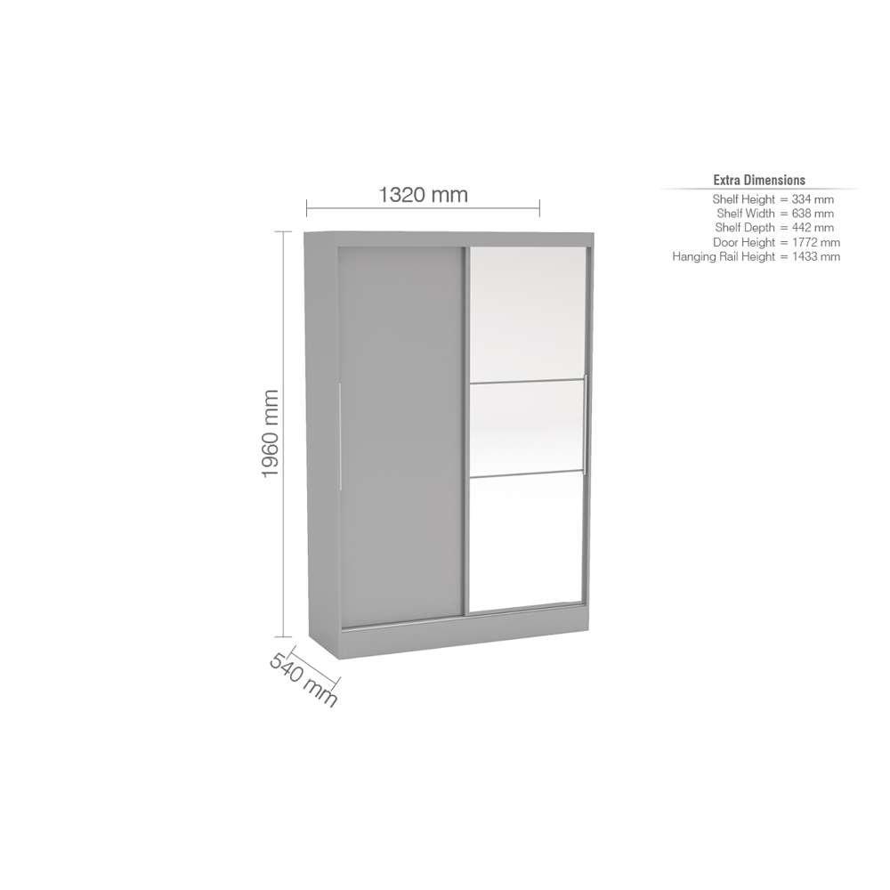 Grey - Birlea - Lynx 2 Door Sliding Wardrobe With Mirror - 4