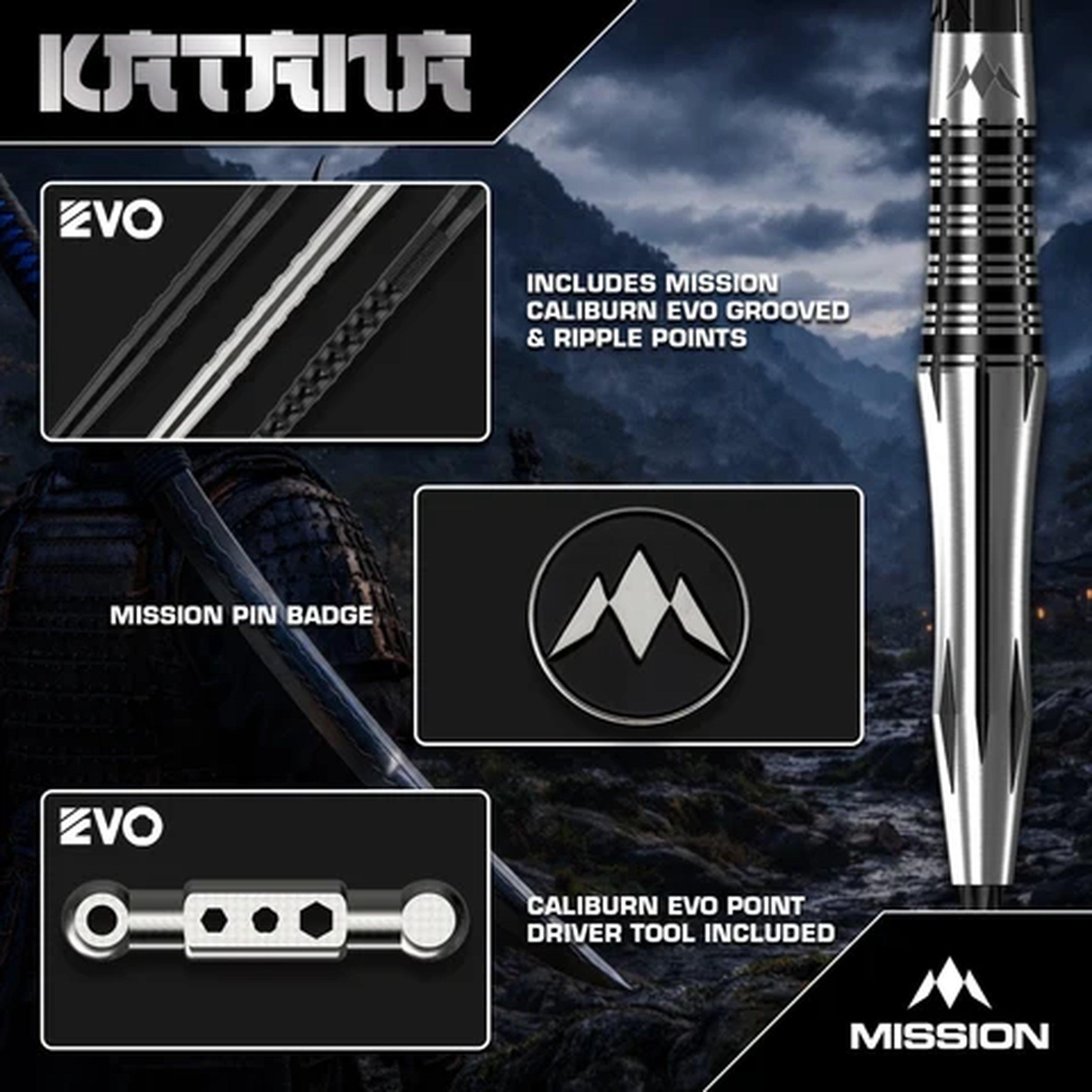 Black - Mission Darts - Mission Katana Darts - Steel Tip - 95% Tungsten - 5