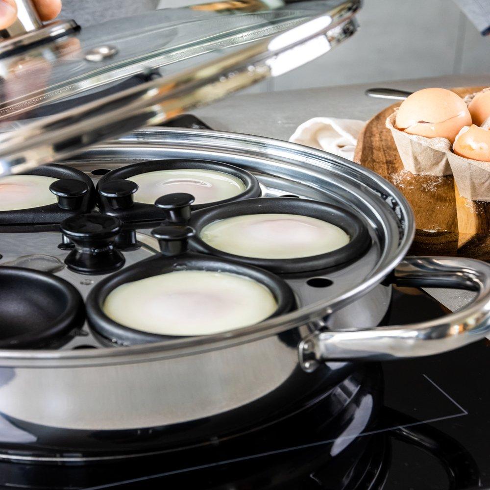 Silver - KitchenCraft - KitchenCraft Stainless Steel 6-Hole Egg Poacher - 5