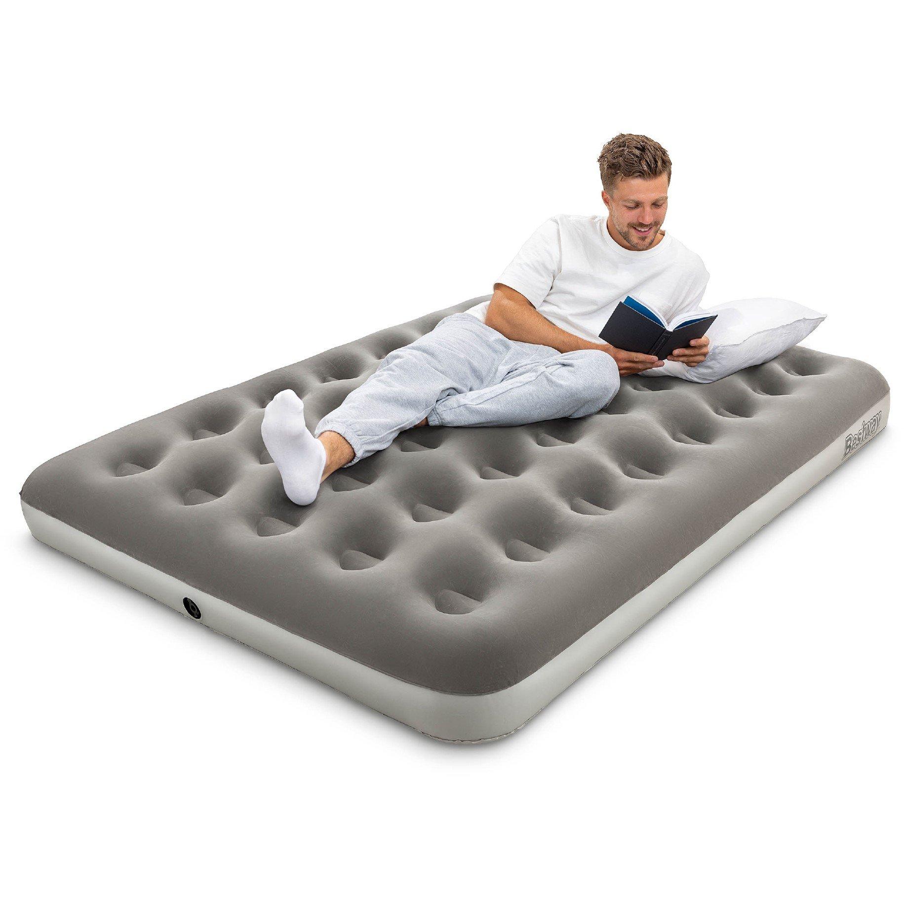 Grey - Bestway - Double Flocked Airbed with Handheld D Cell Pump - 3