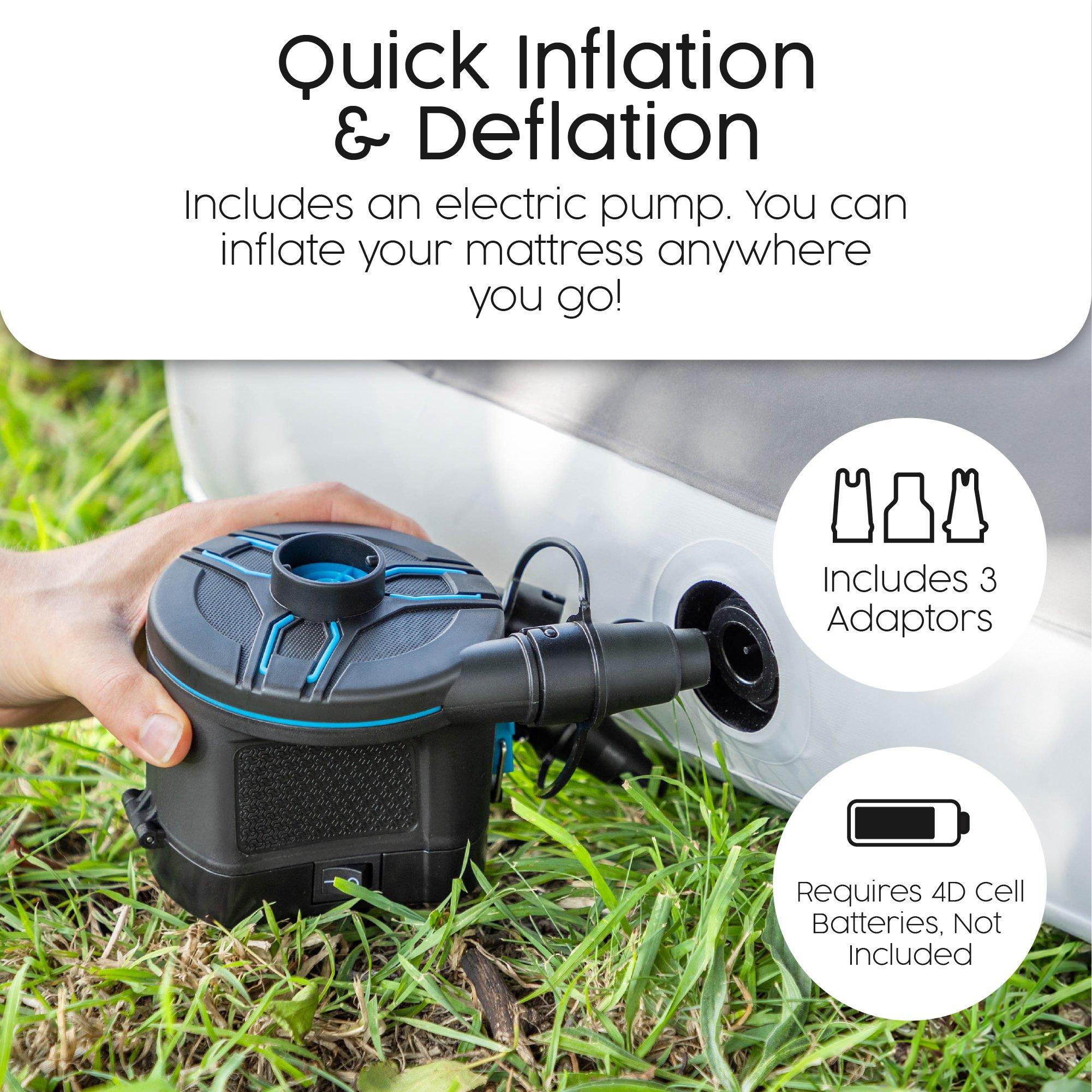 Grey - Bestway - Double Flocked Airbed with Handheld D Cell Pump - 4