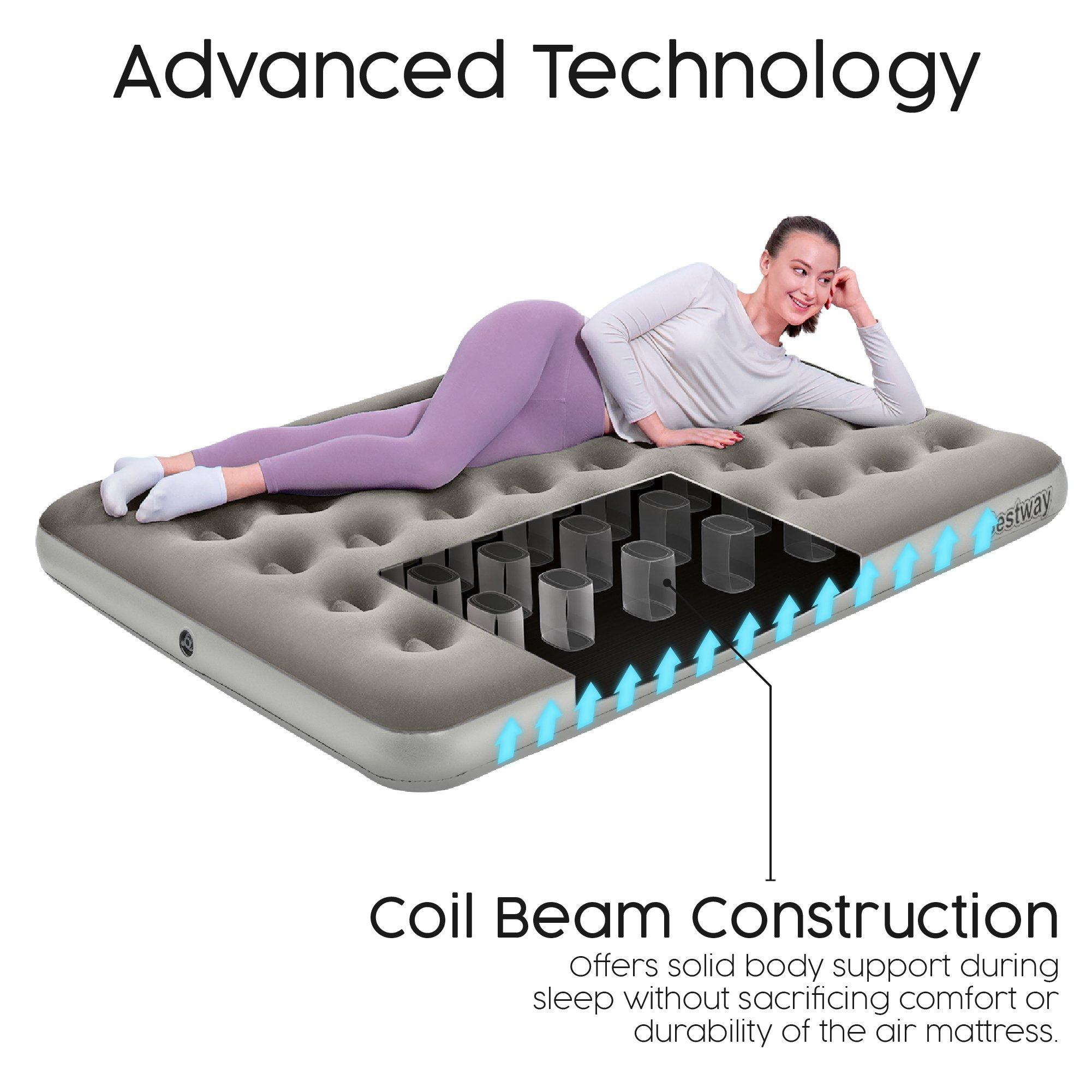 Grey - Bestway - Double Flocked Airbed with Handheld D Cell Pump - 5
