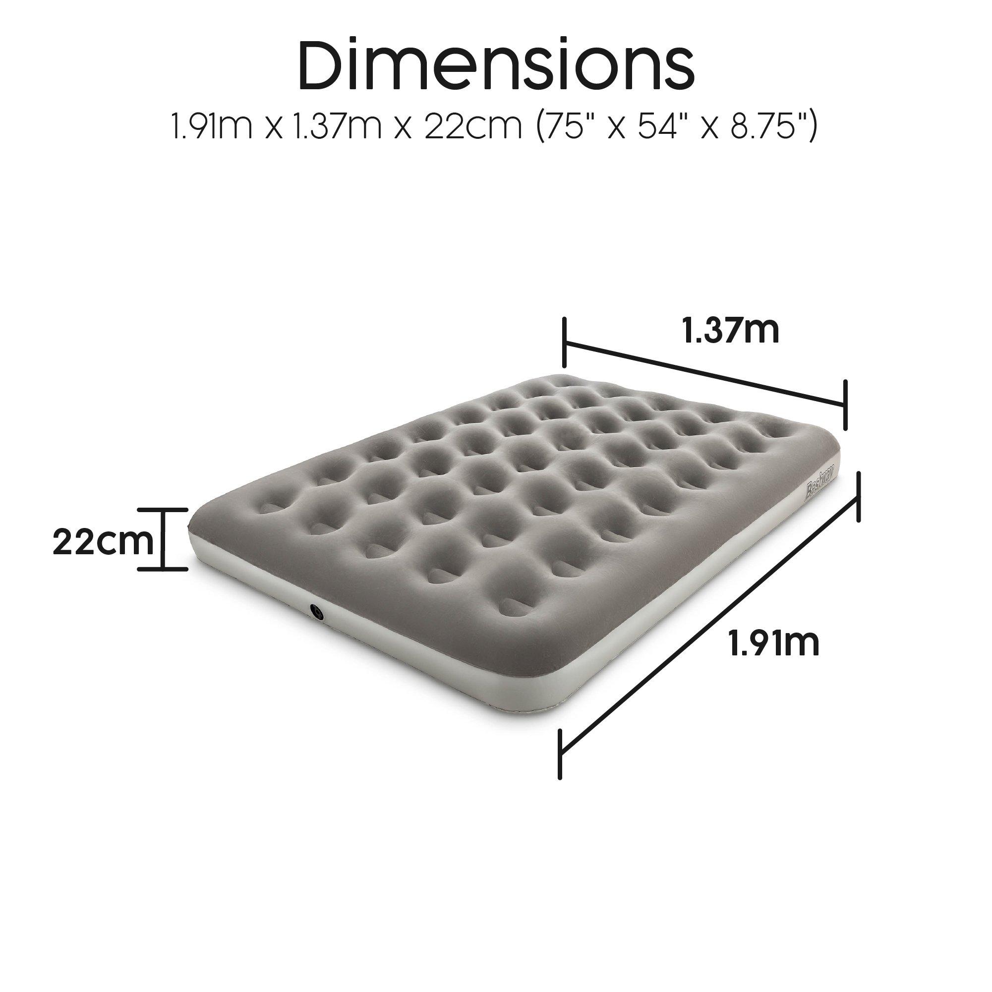Grey - Bestway - Double Flocked Airbed with Handheld D Cell Pump - 7