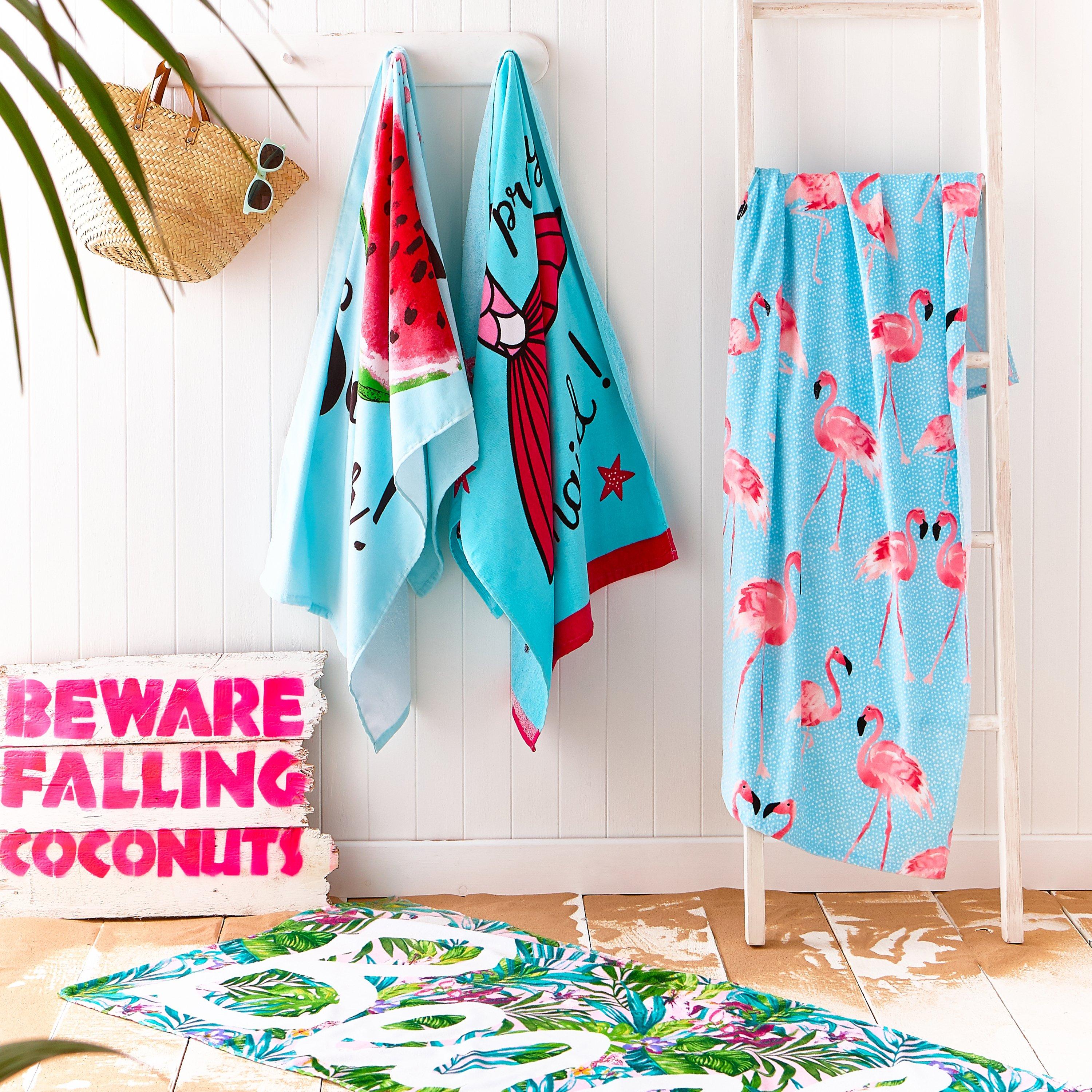 Blue - Catherine Lansfield - Flamingo Cotton Beach Towel - 2