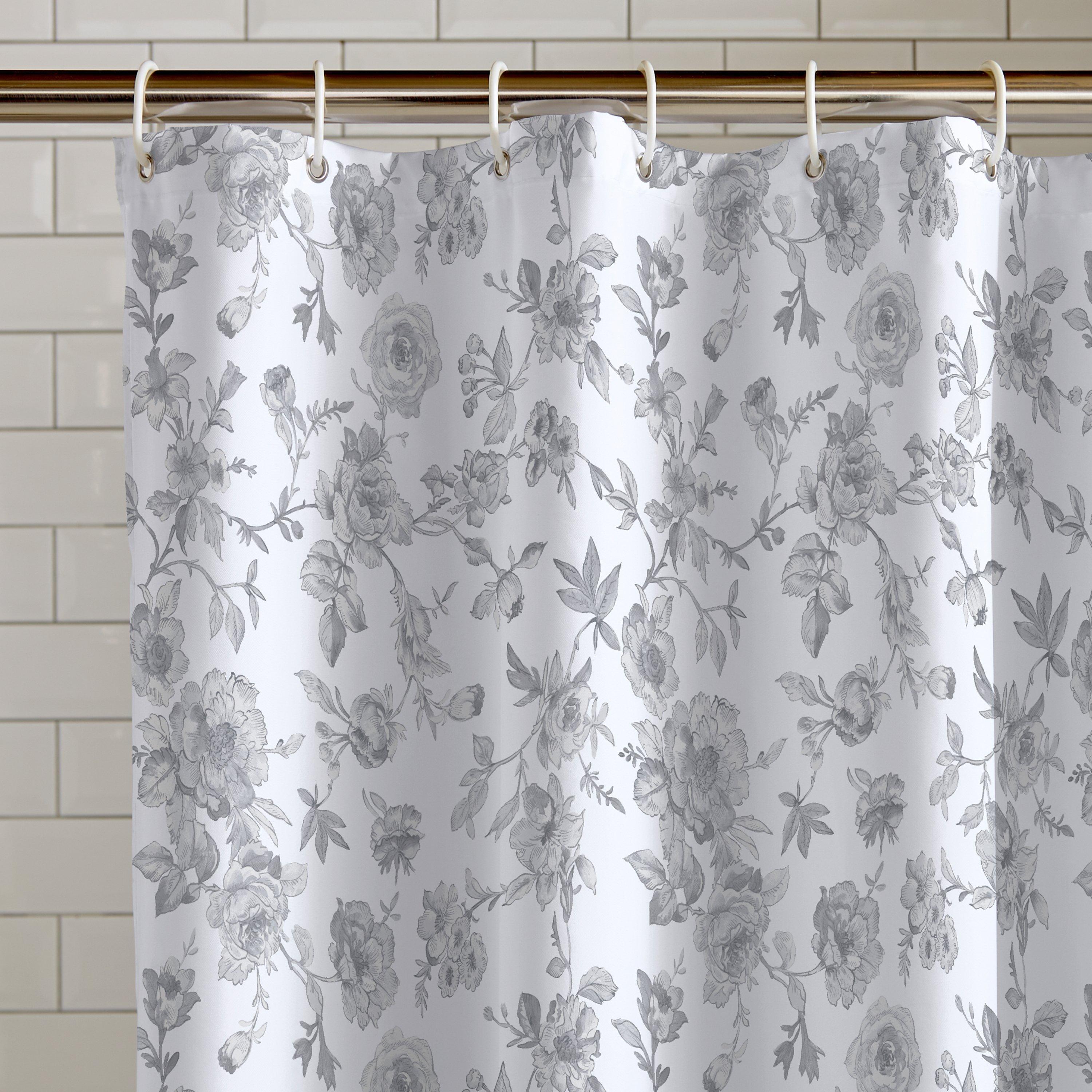 Grey - Catherine Lansfield - Mirabelle Floral Shower Curtain Panel - 2