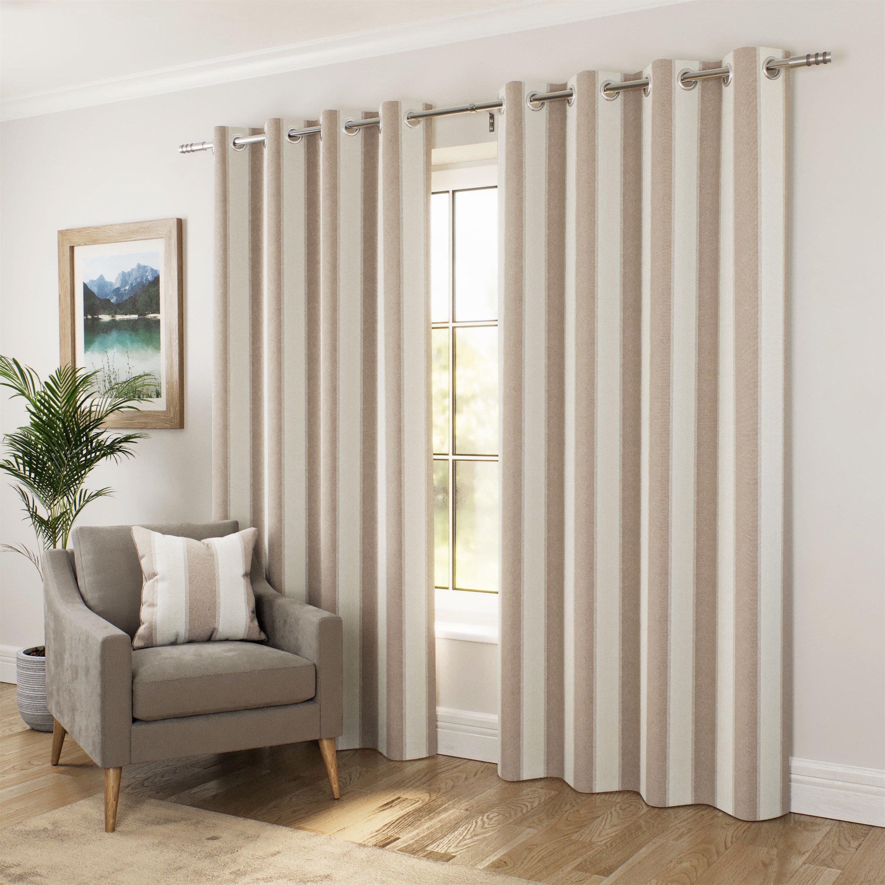 Natural - Enhanced Living - Henley Natural 100% Blackout Eyelet Curtains - 2