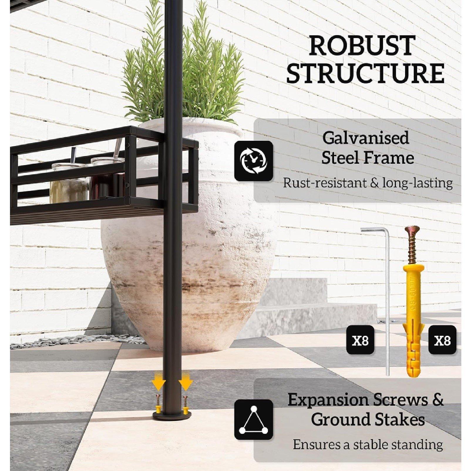 Grey - Outsunny - Double Tiered  BBQ Gazebo Shelter with 2 Shelves - 6