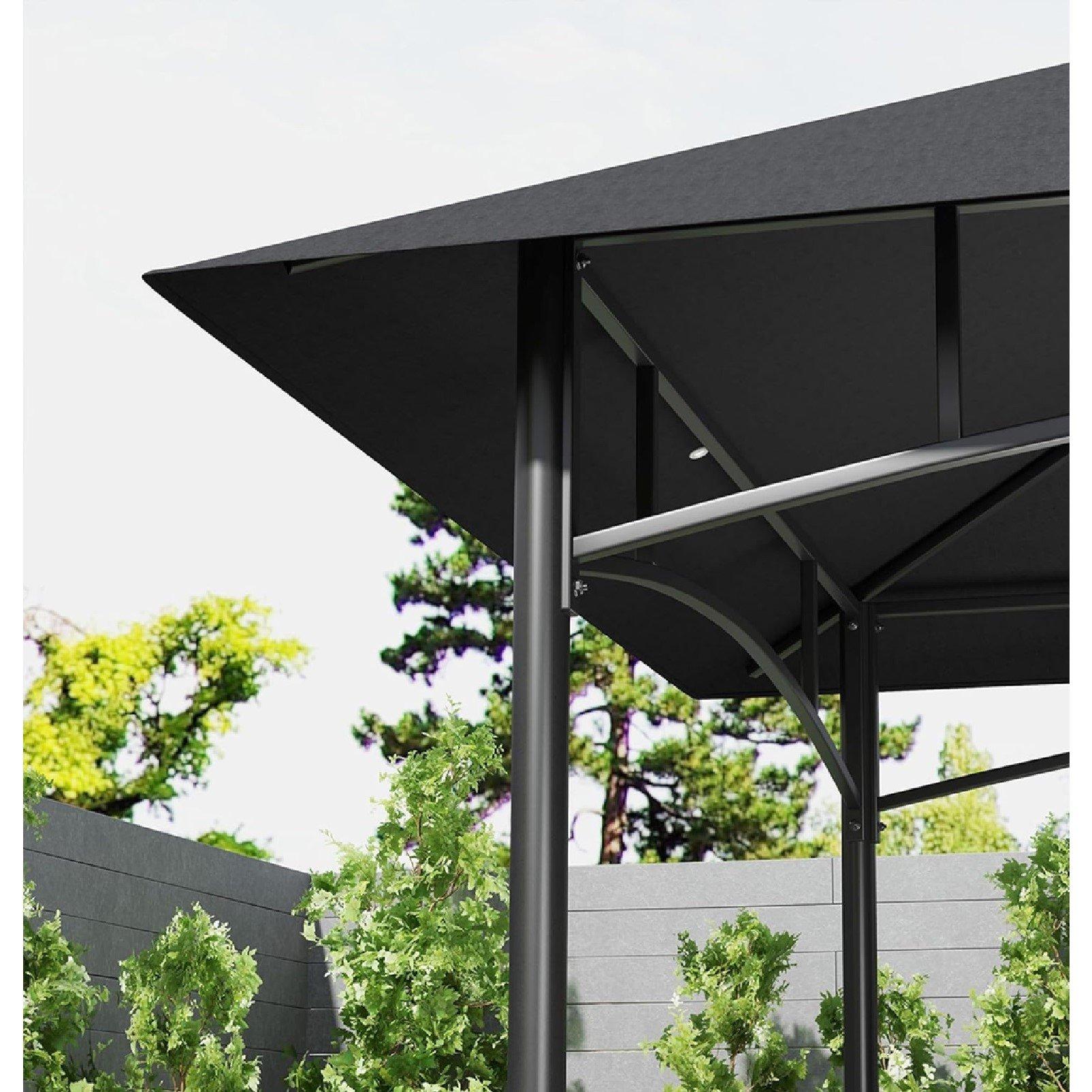 Grey - Outsunny - Double Tiered  BBQ Gazebo Shelter with 2 Shelves - 9