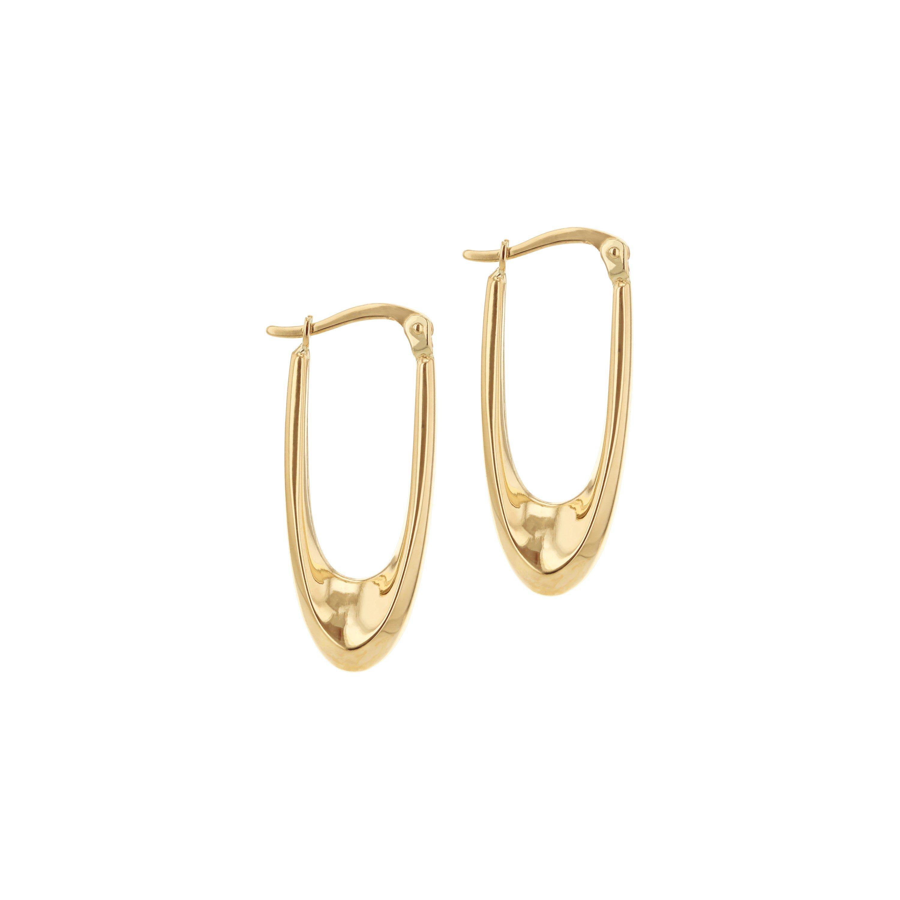 Yellow Gold - Be You - 9ct Gold Elongated Drop Hoops - 1