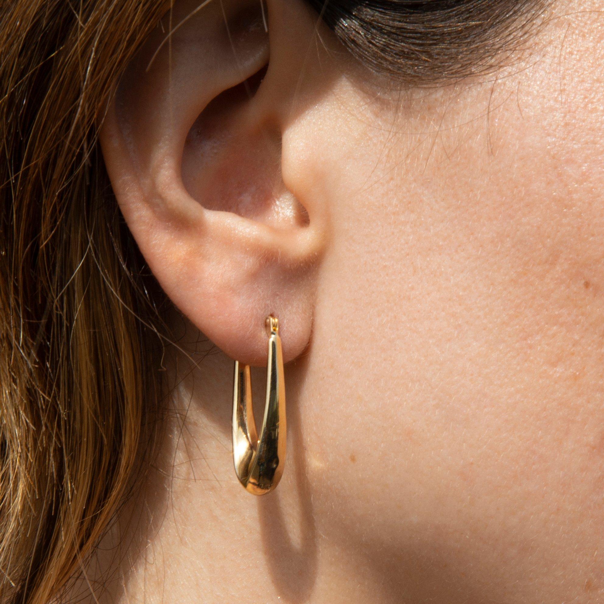 Yellow Gold - Be You - 9ct Gold Elongated Drop Hoops - 2