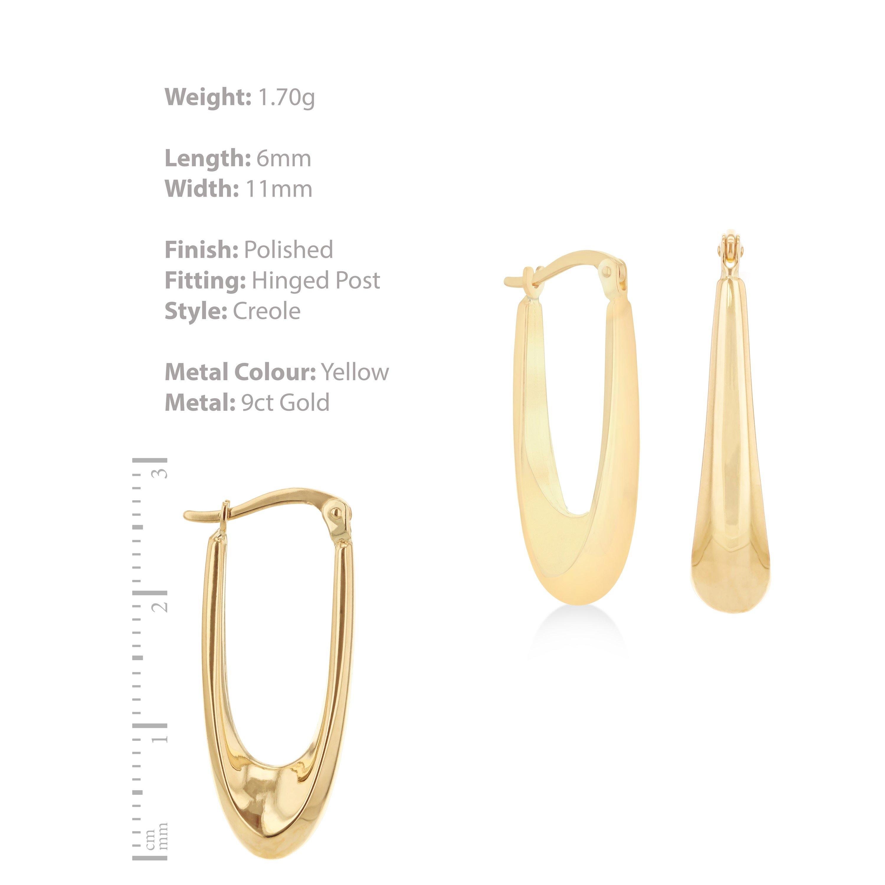 Yellow Gold - Be You - 9ct Gold Elongated Drop Hoops - 4