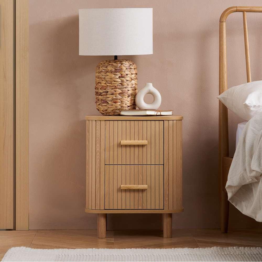 Birlea  Axel 2 Drawer Fluted Bedside - Nude