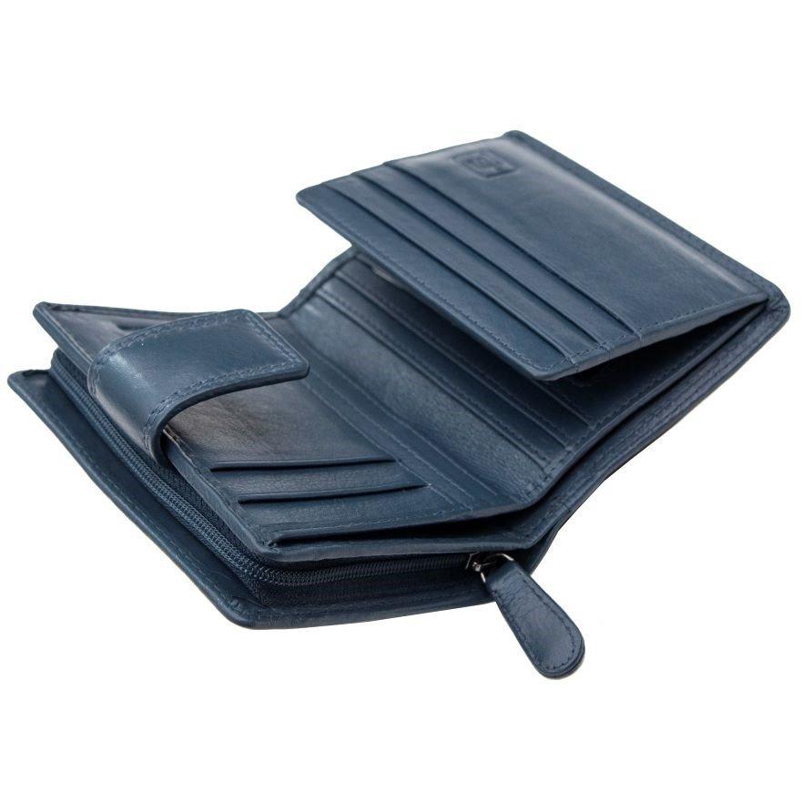 Navy - PRIMEHIDE Leather - Verona Small Trifold Leather Purse - 2
