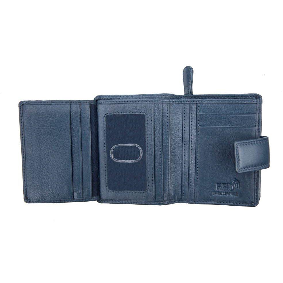 Navy - PRIMEHIDE Leather - Verona Small Trifold Leather Purse - 3