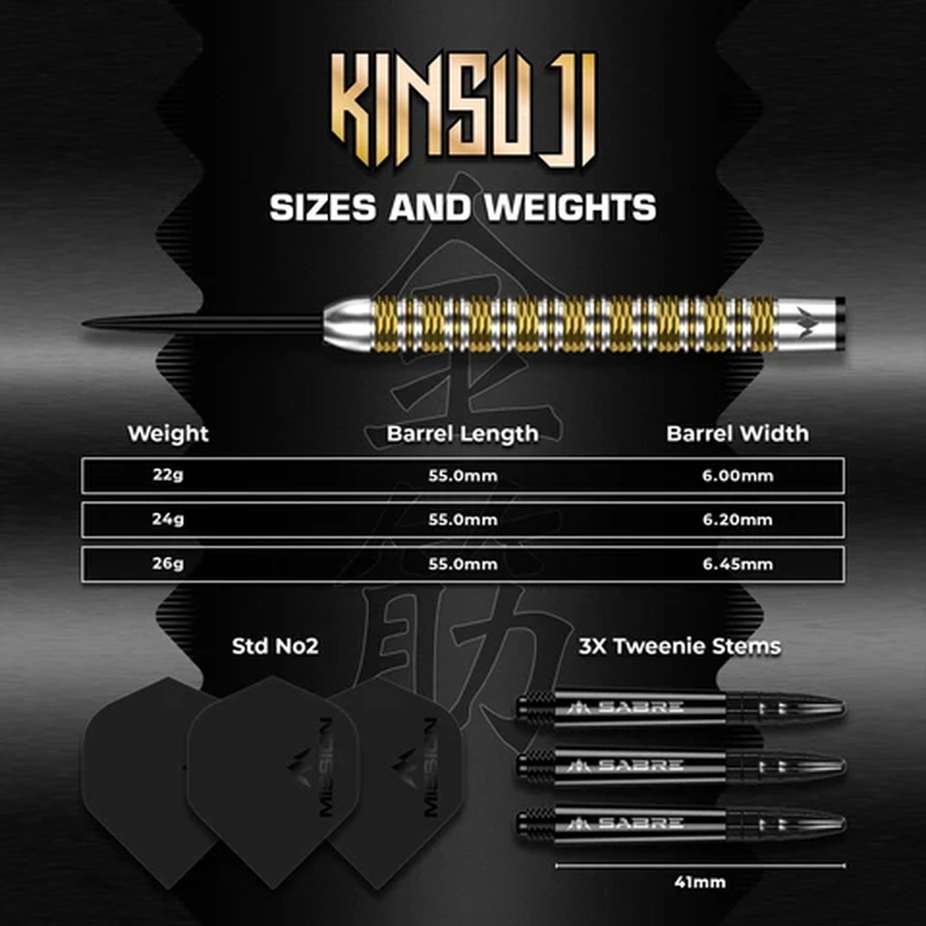 Gold/Silver - Mission Darts - Mission Kinsuji Darts - Steel Tip - 95% Tungsten - 4