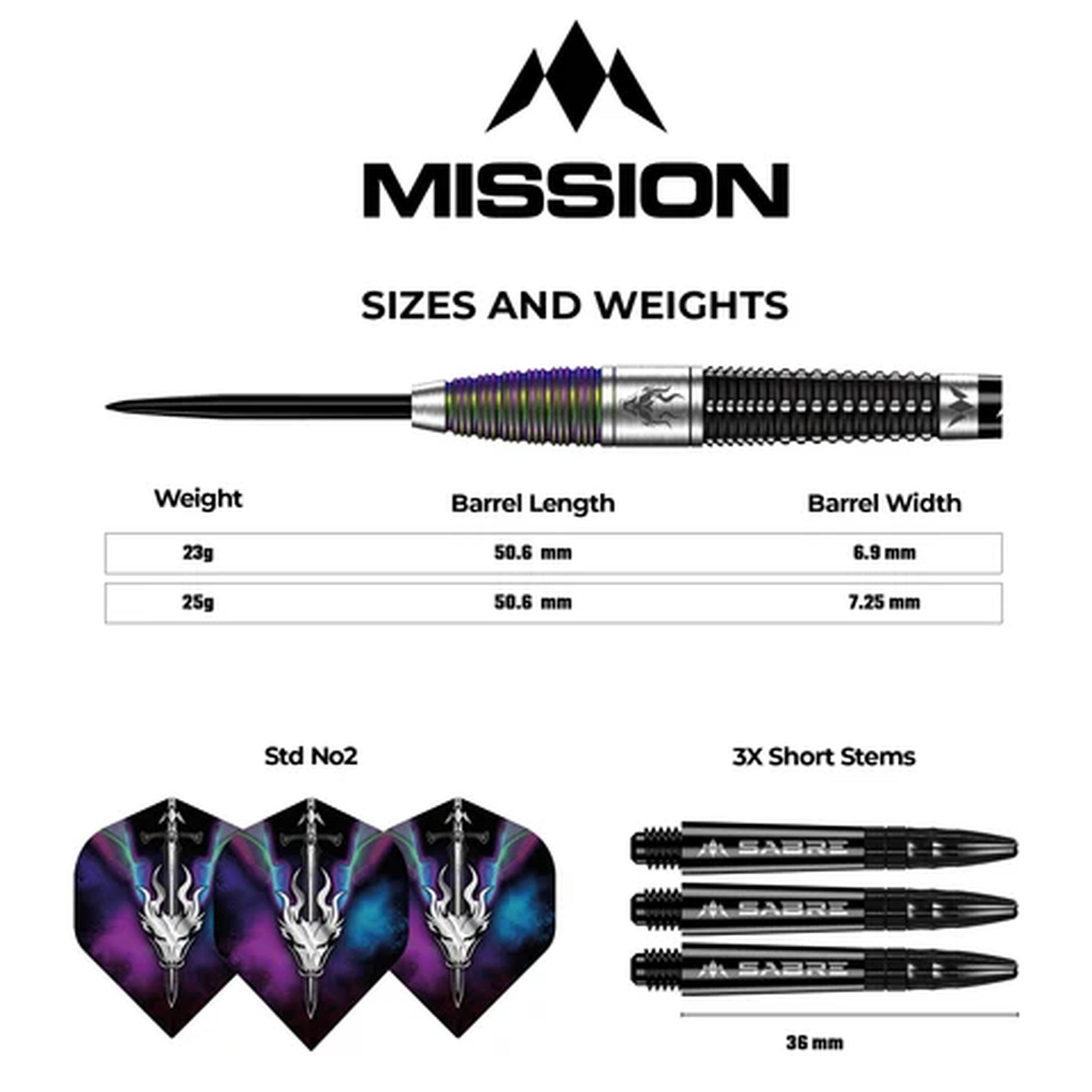 Black & Coral - Mission Darts - Mission Occult Darts - Steel Tip - 90% Tungsten - 7