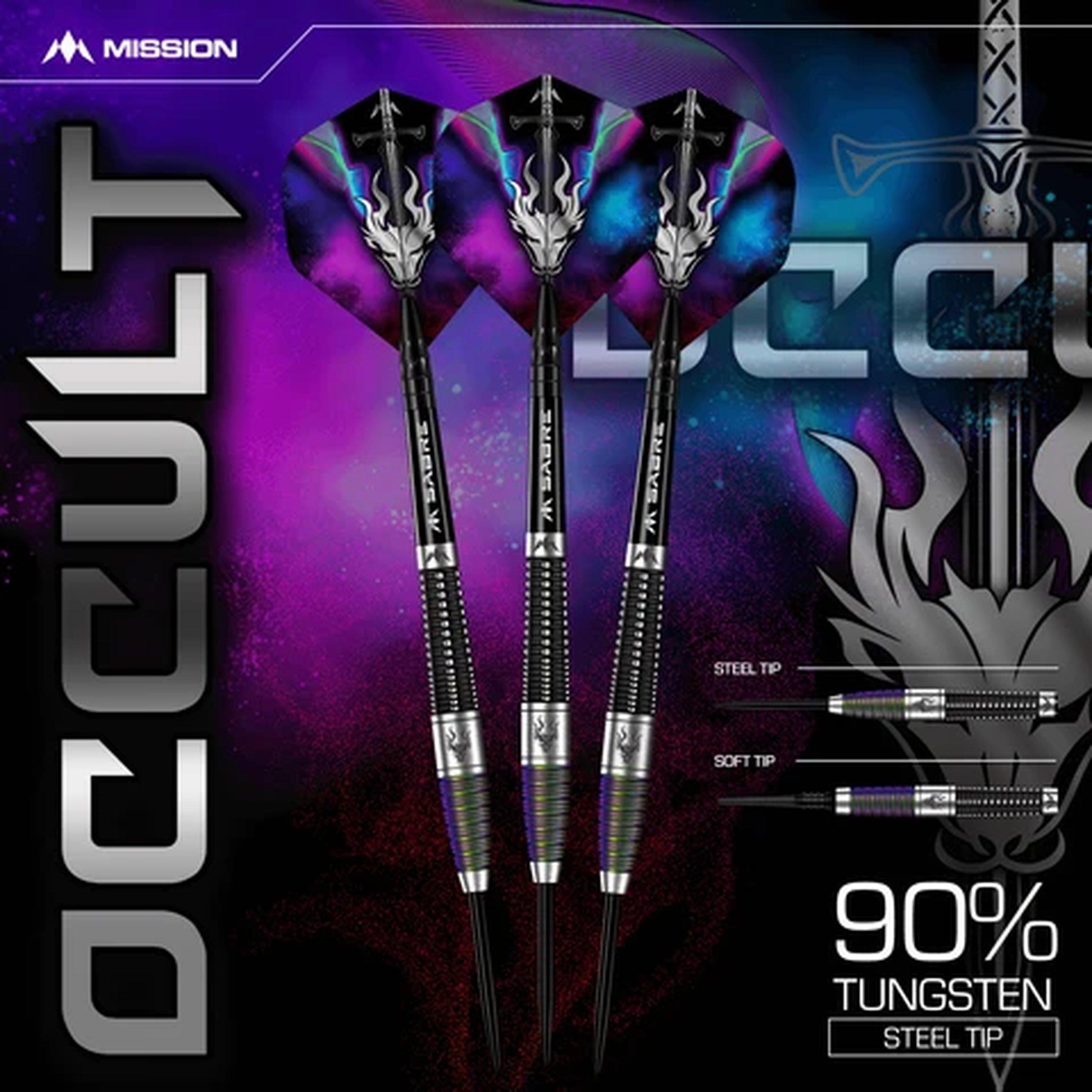 Black & Coral - Mission Darts - Mission Occult Darts - Steel Tip - 90% Tungsten - 9