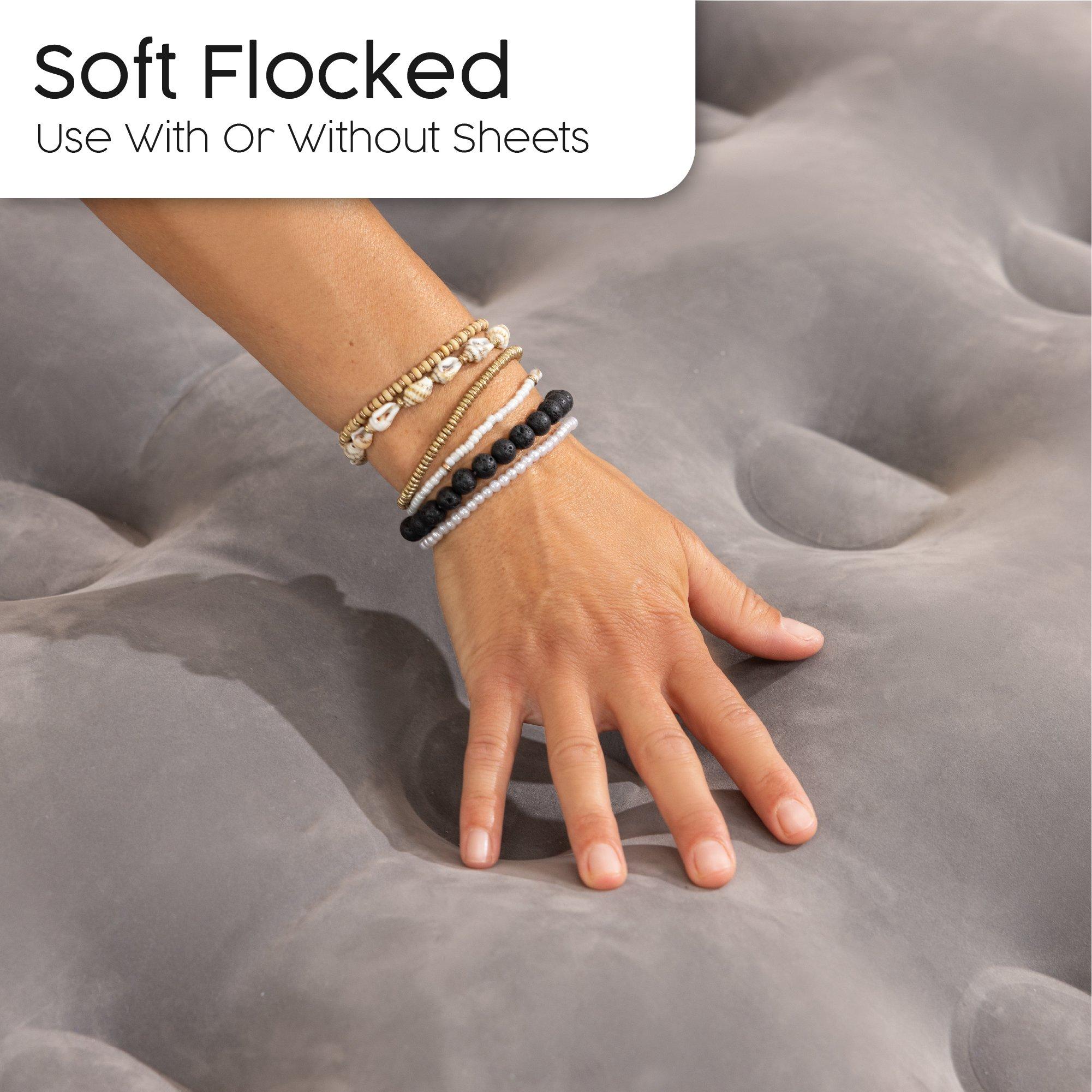 Grey - Bestway - Double Flocked Airbed with Handheld Pump - 6