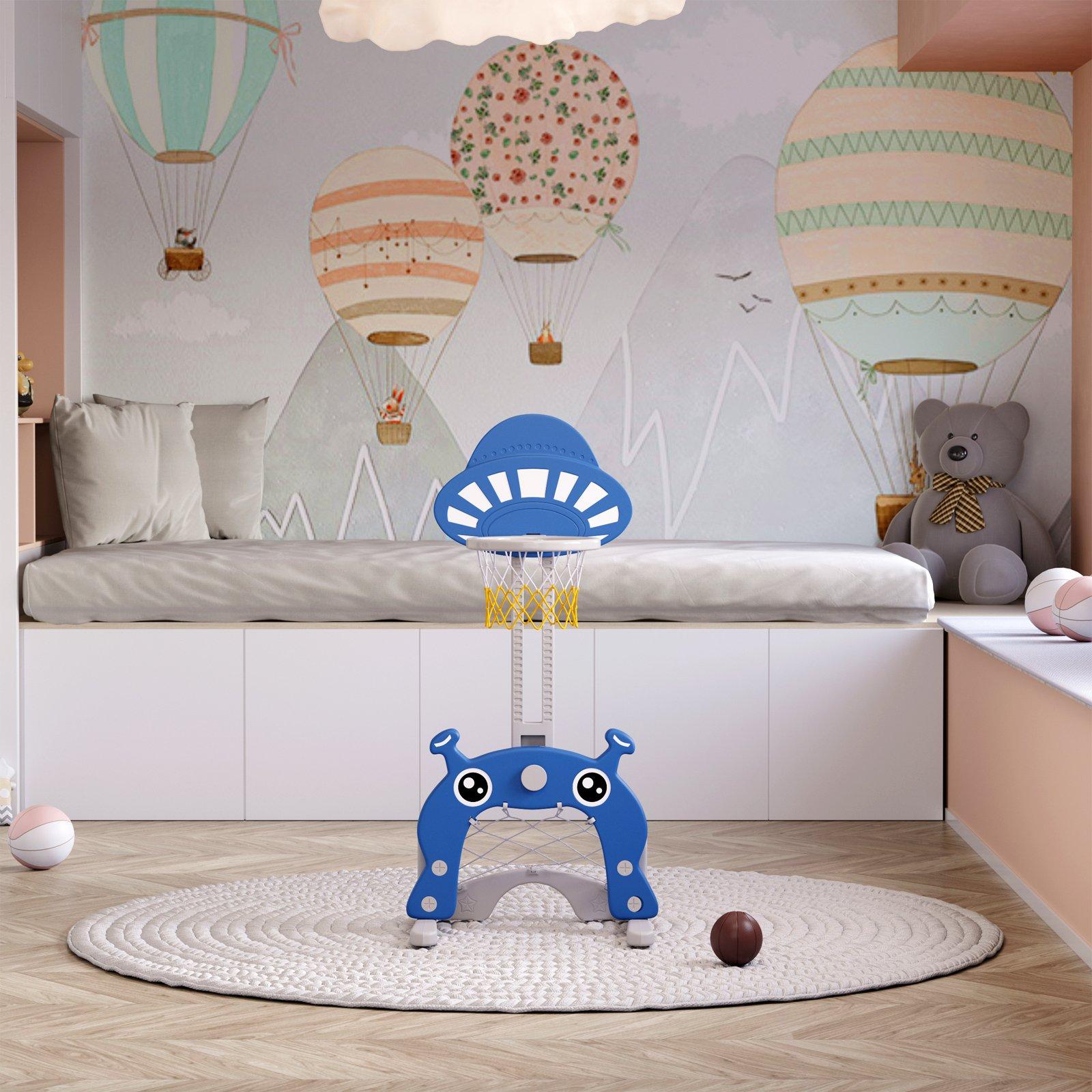 Blue - KIDKID - 2-in-1 Toddler Basketball Hoop Football Goal Set - 1