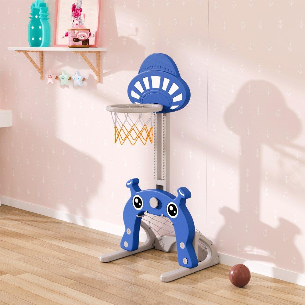 Blue - KIDKID - 2-in-1 Toddler Basketball Hoop Football Goal Set - 2