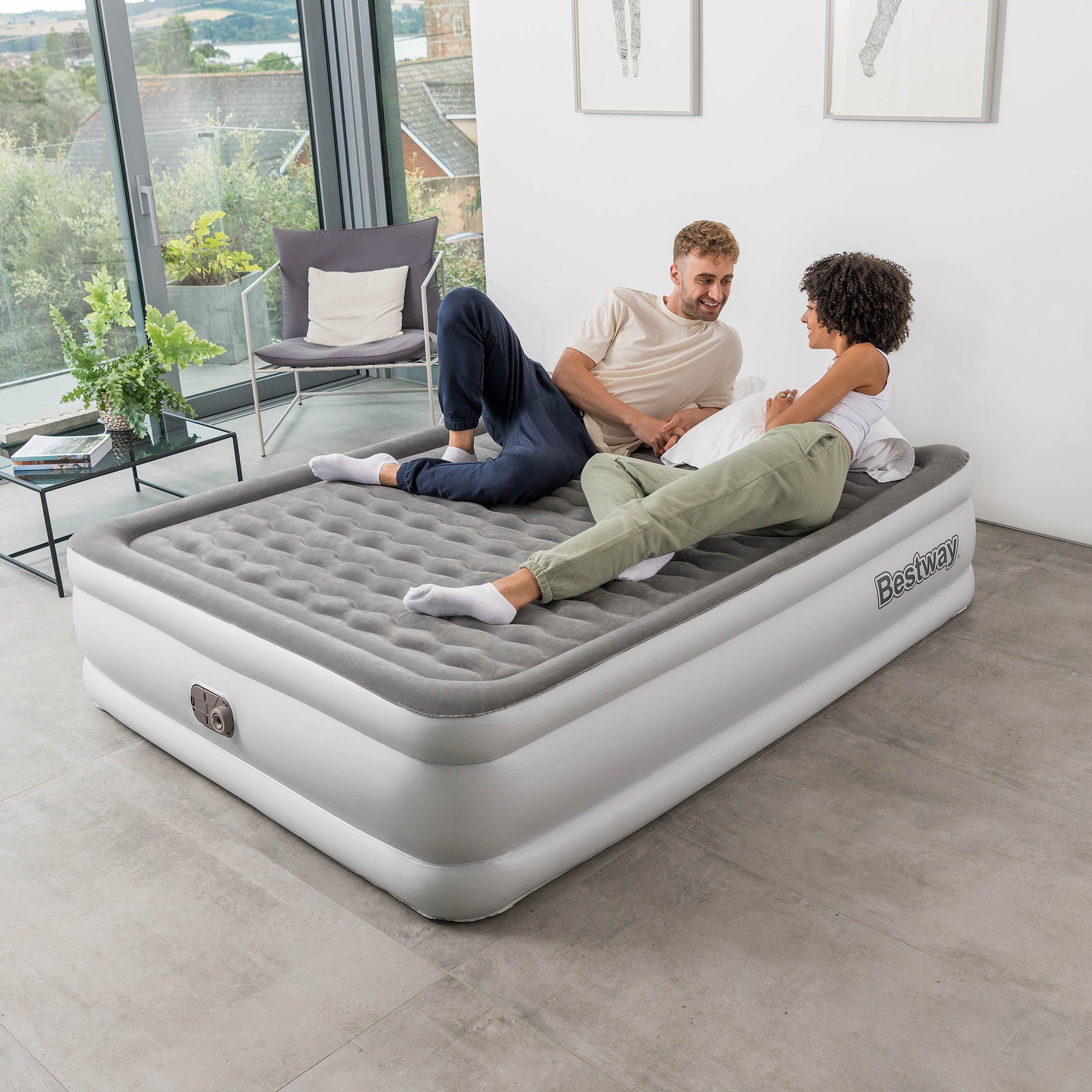 Grey - Bestway - Bestway Tritech Kingsize Airbed With Pump - 1