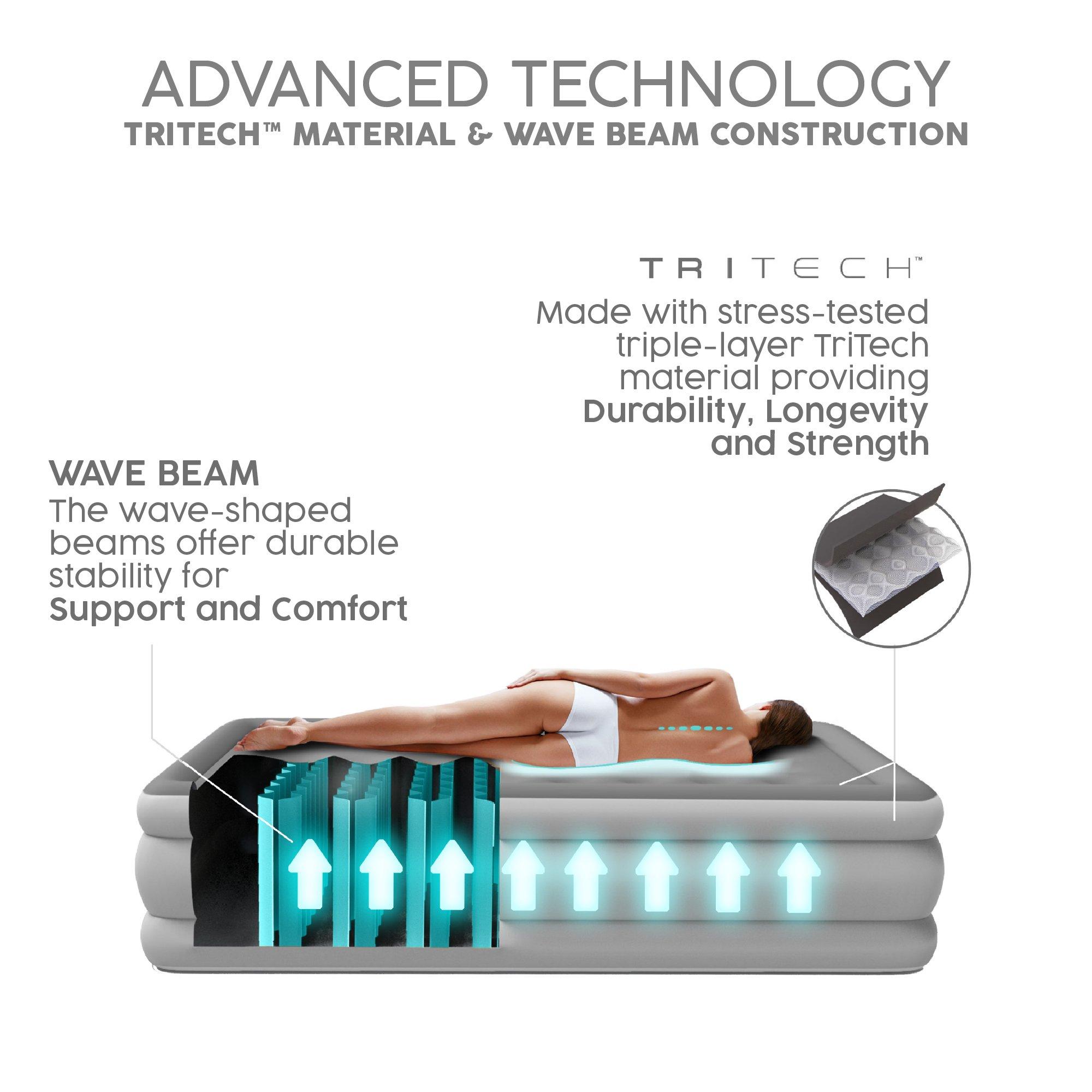 Grey - Bestway - Bestway Tritech Kingsize Airbed With Pump - 7