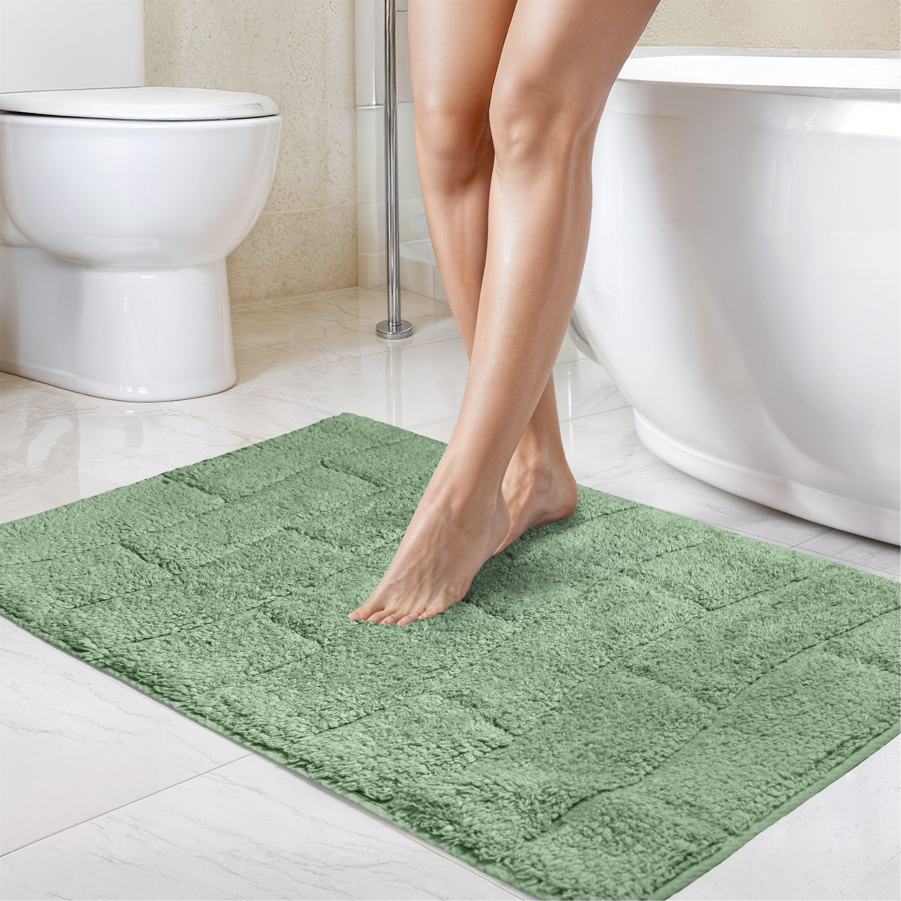 2 Piece  Bath Mat Set Cotton Absorbent Waves