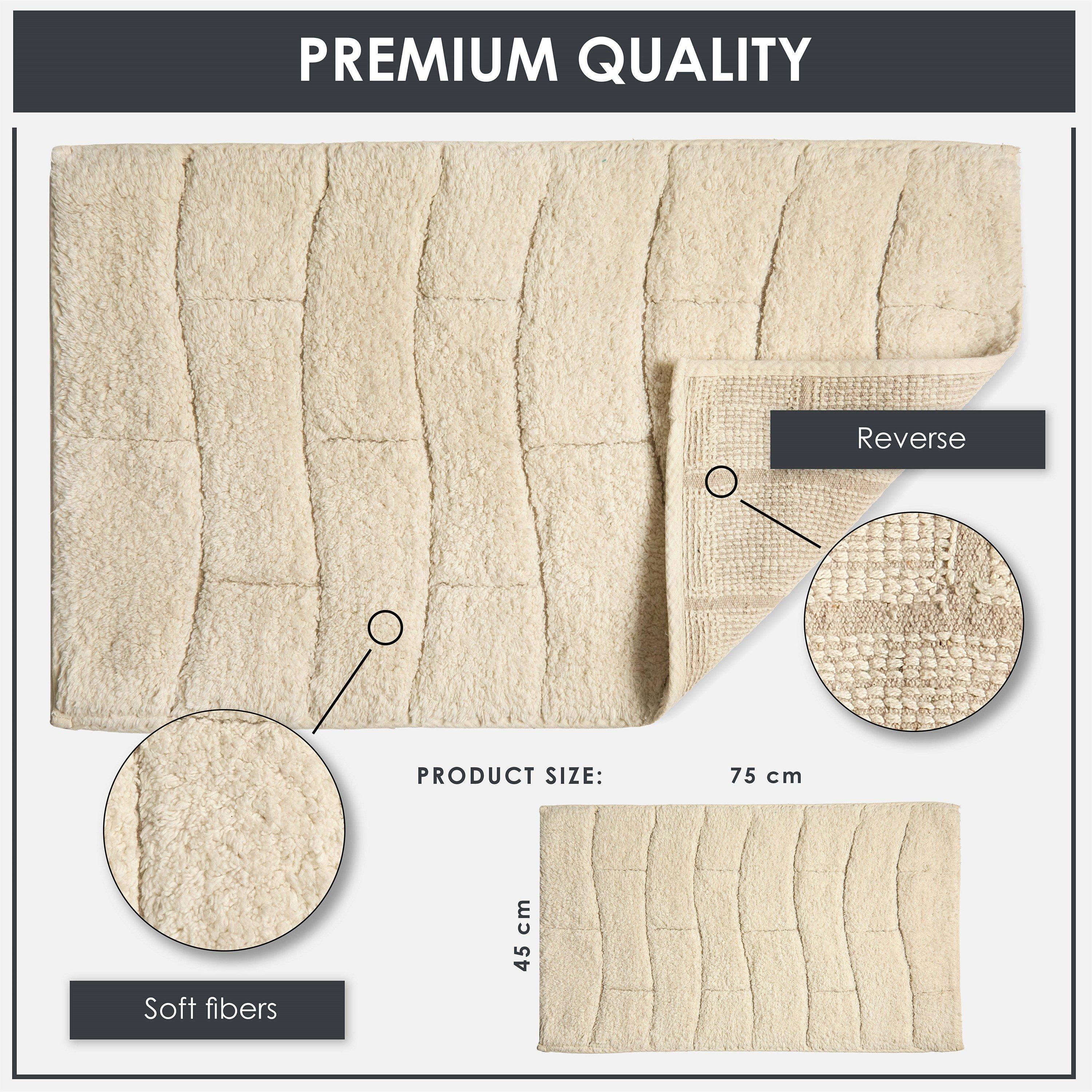 Cream - Emma Barclay - 2 Piece  Bath Mat Set Cotton Absorbent Waves - 2