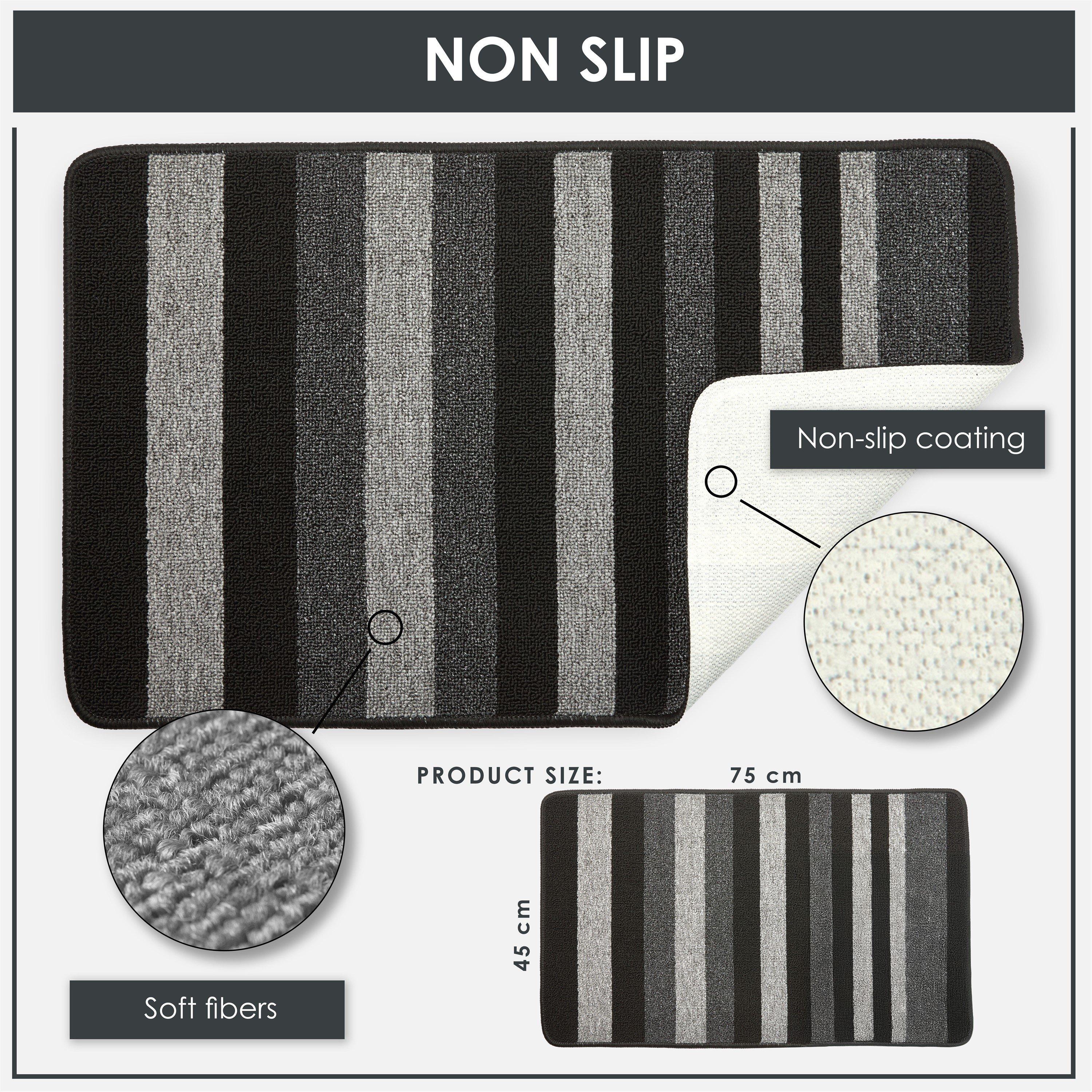 Grey - Emma Barclay - 2 Piece Bath Mat Set Soft Stripe Absorbent Jersey - 2
