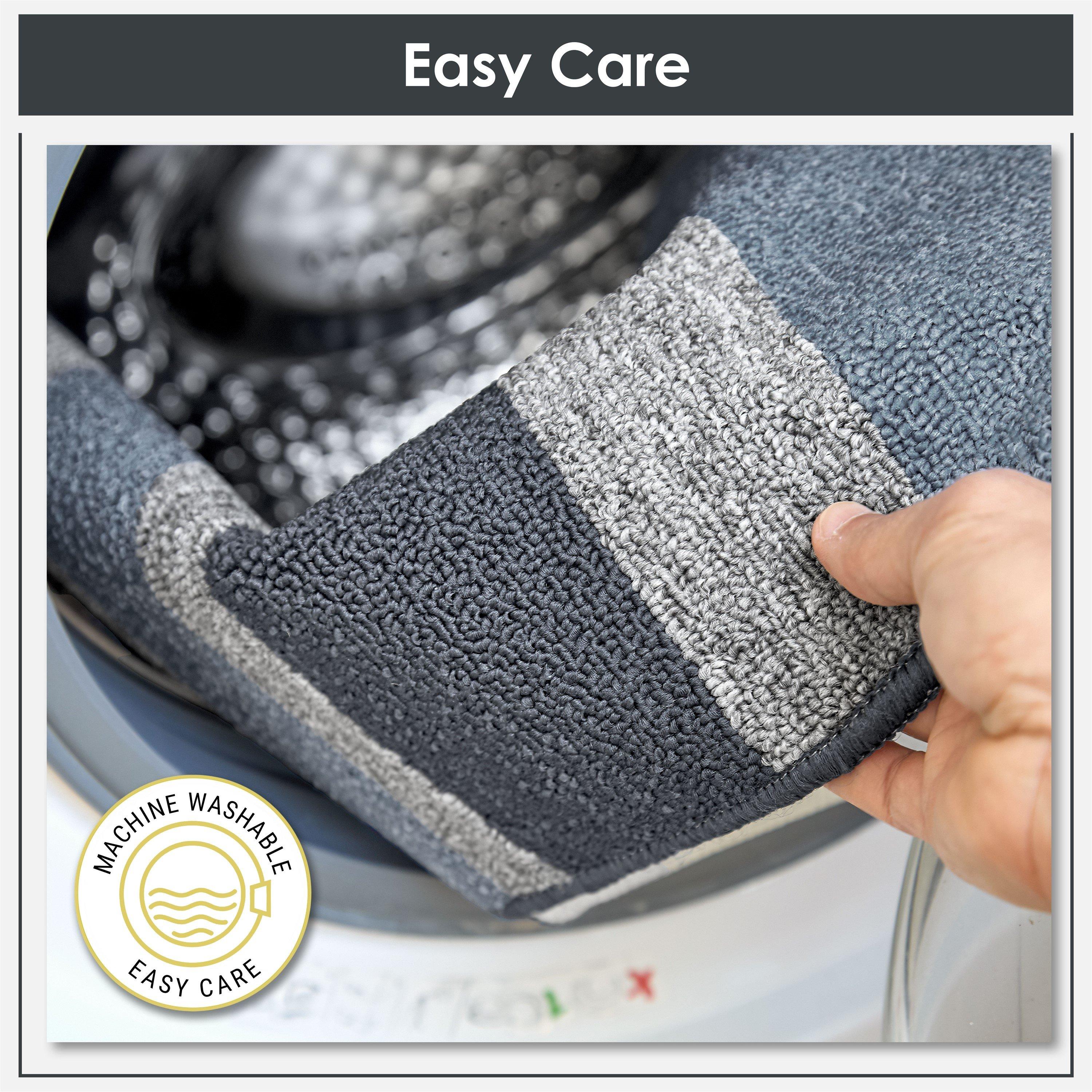 Grey - Emma Barclay - 2 Piece Bath Mat Set Soft Stripe Absorbent Jersey - 5