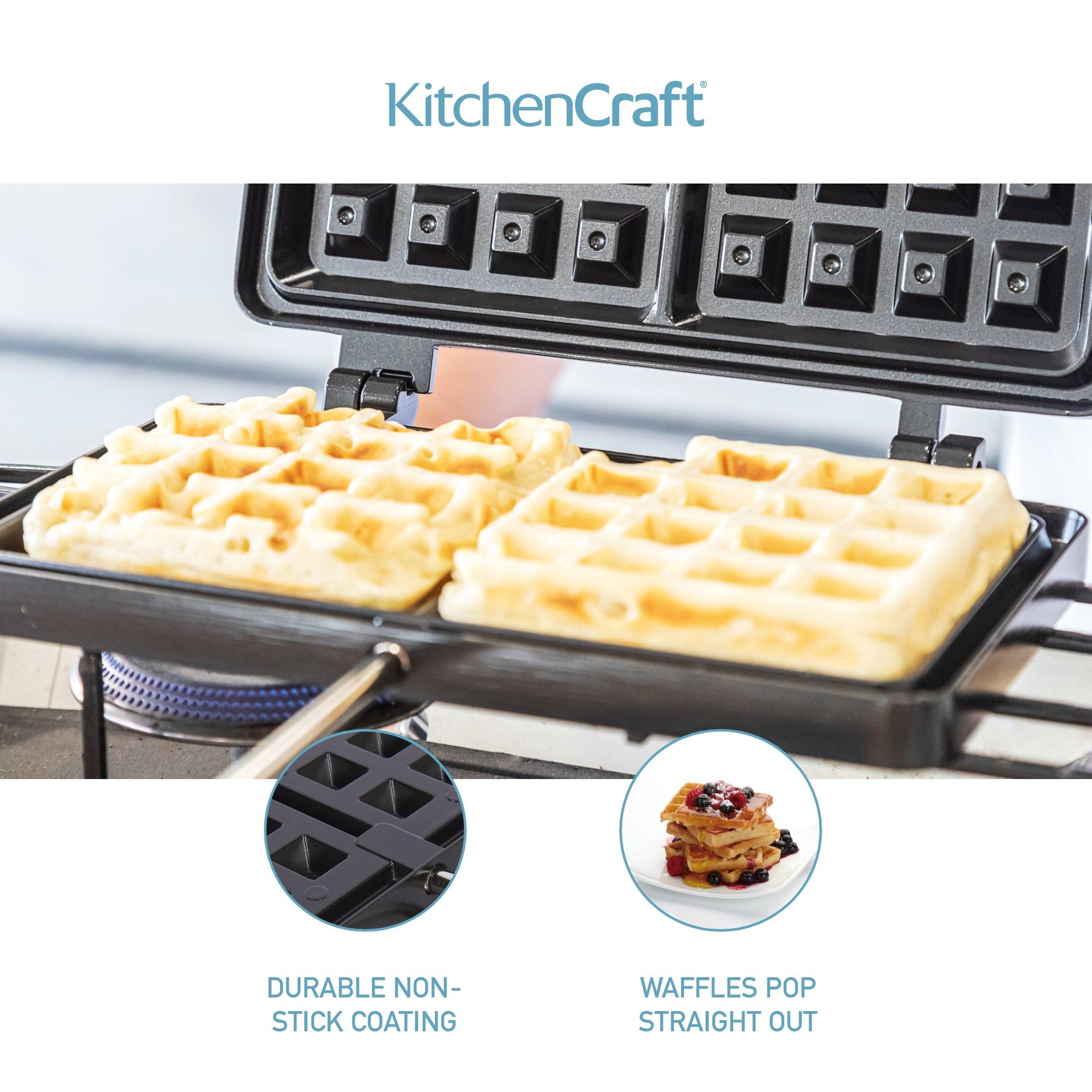 Black - KitchenCraft - KitchenCraft Non Stick Waffle Maker - 3