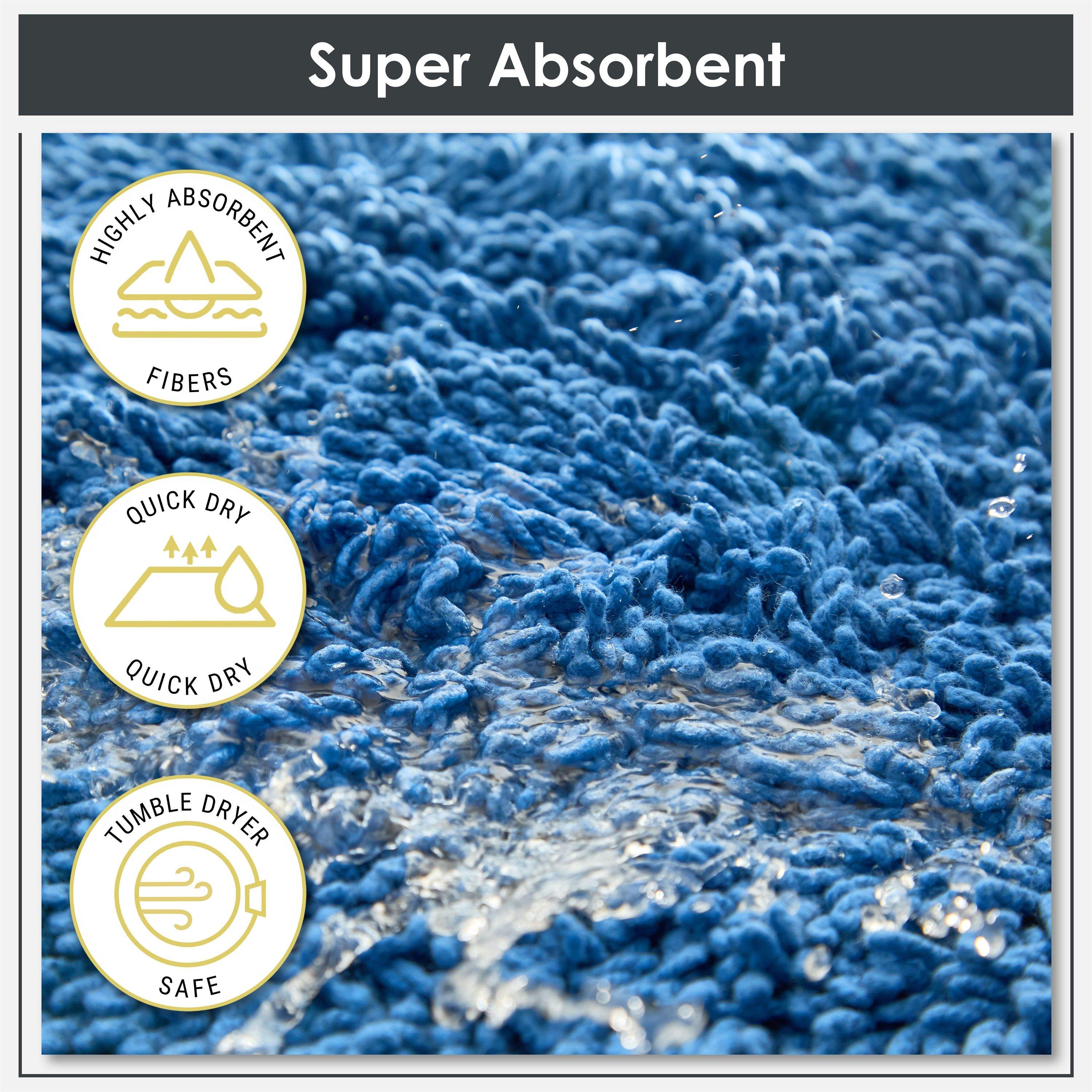 Cobalt Blue - Emma Barclay - 2 Piece Bath Mat Set Cotton Absorbent Tumble Twist - 5