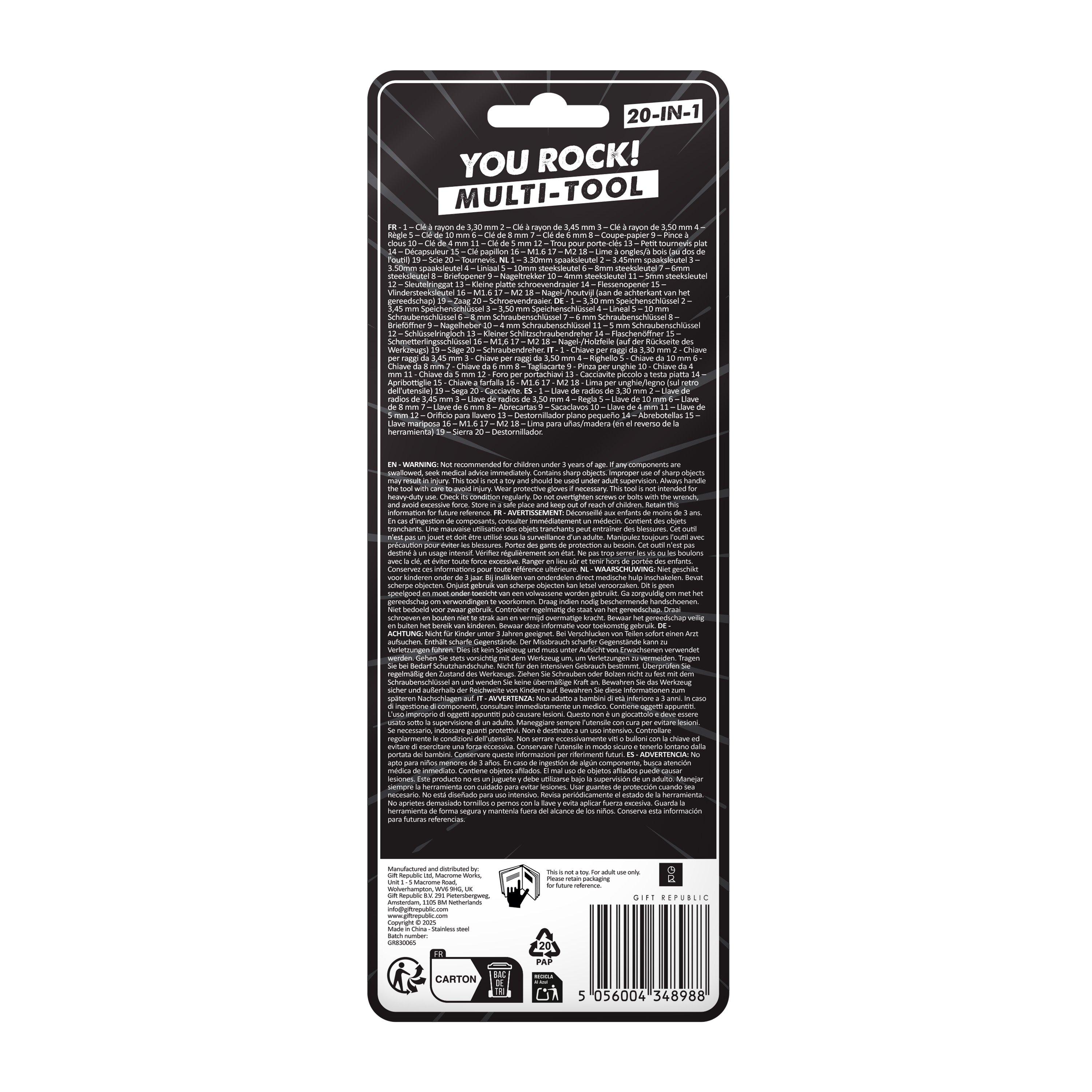 Multi - Gift Republic - You Rock! Multi Tool - 20-in-1 Guitar Gadget - 7