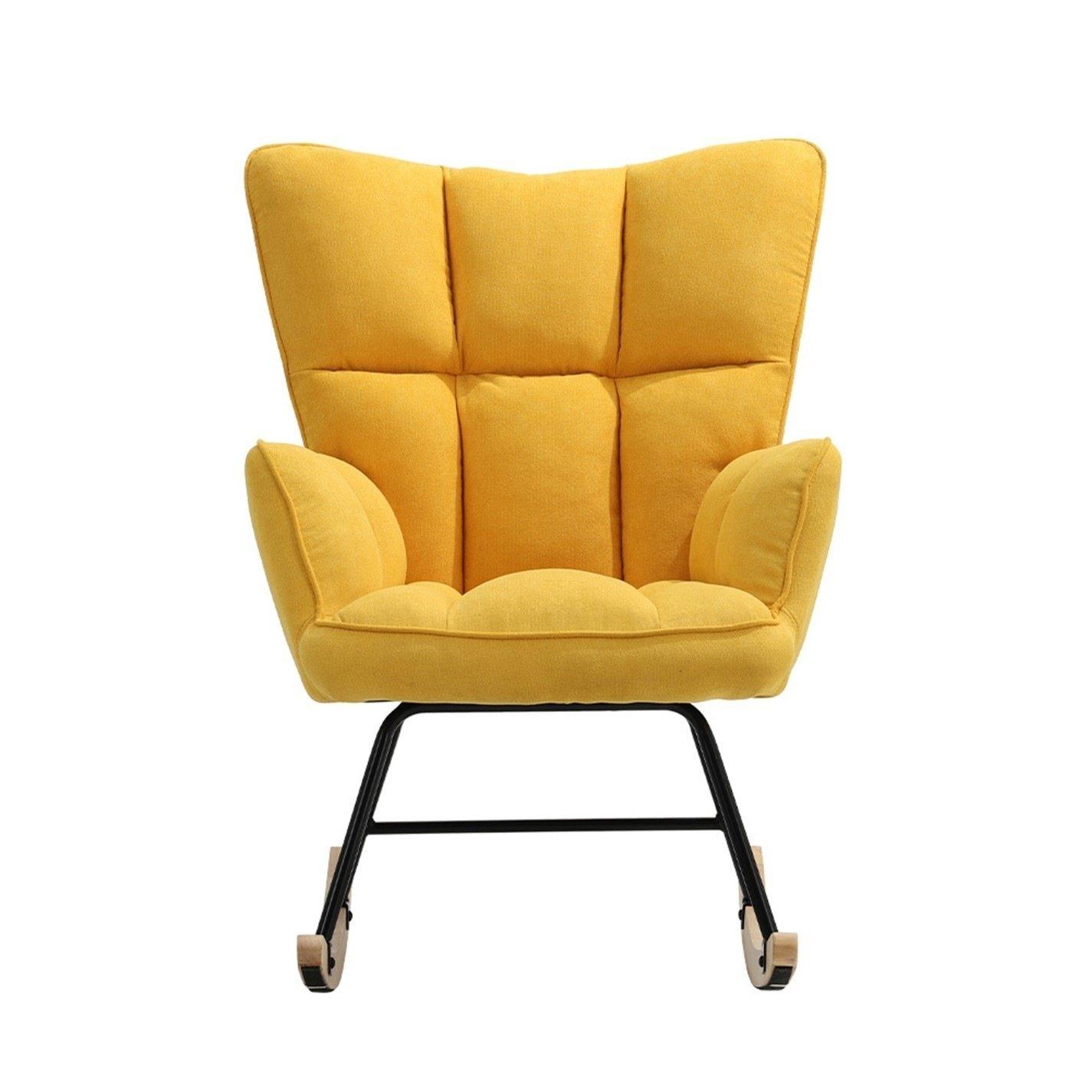 Yellow - Kabinet UK - Tufted Lien Upholstered Rocking Chair Yellow - 1