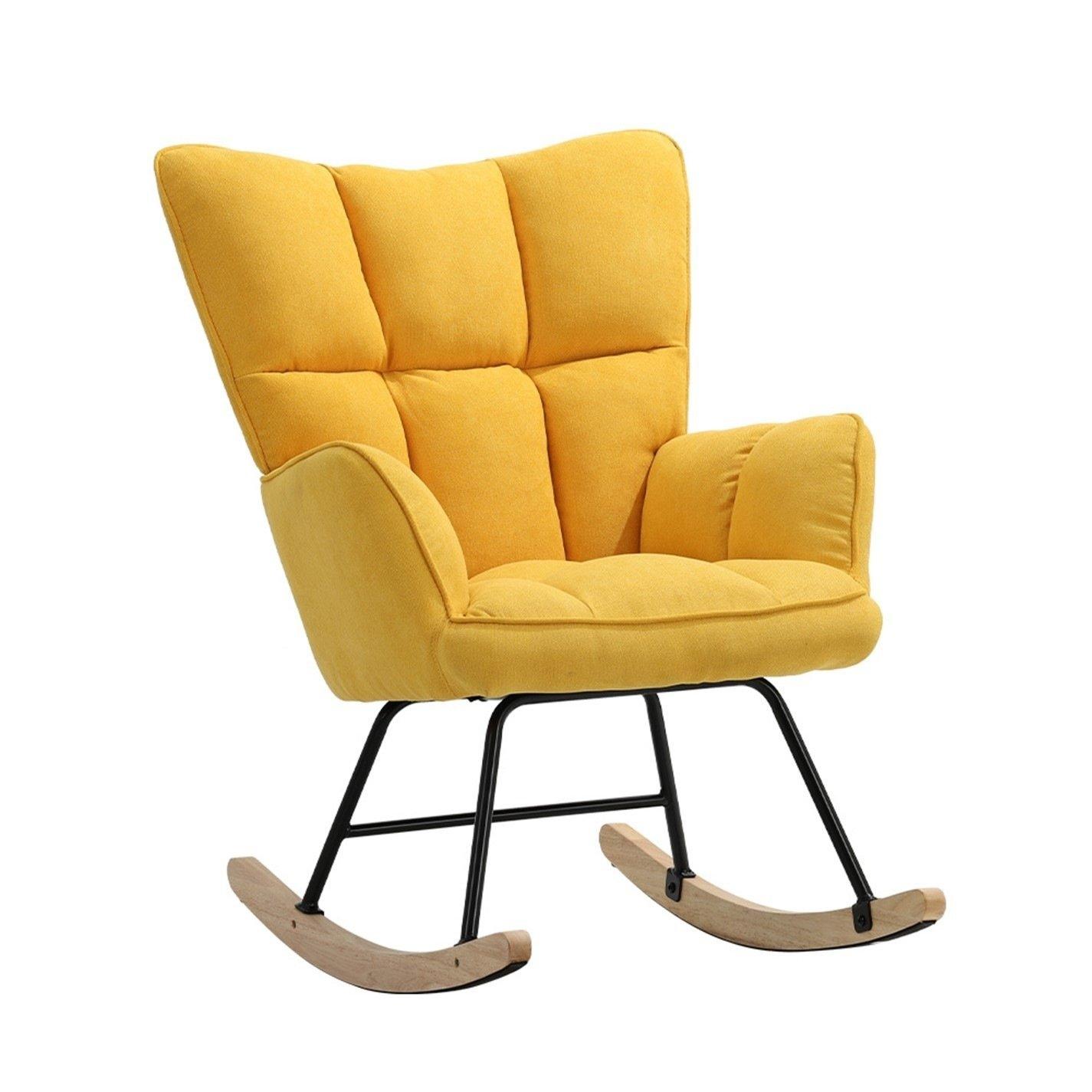 Yellow - Kabinet UK - Tufted Lien Upholstered Rocking Chair Yellow - 2