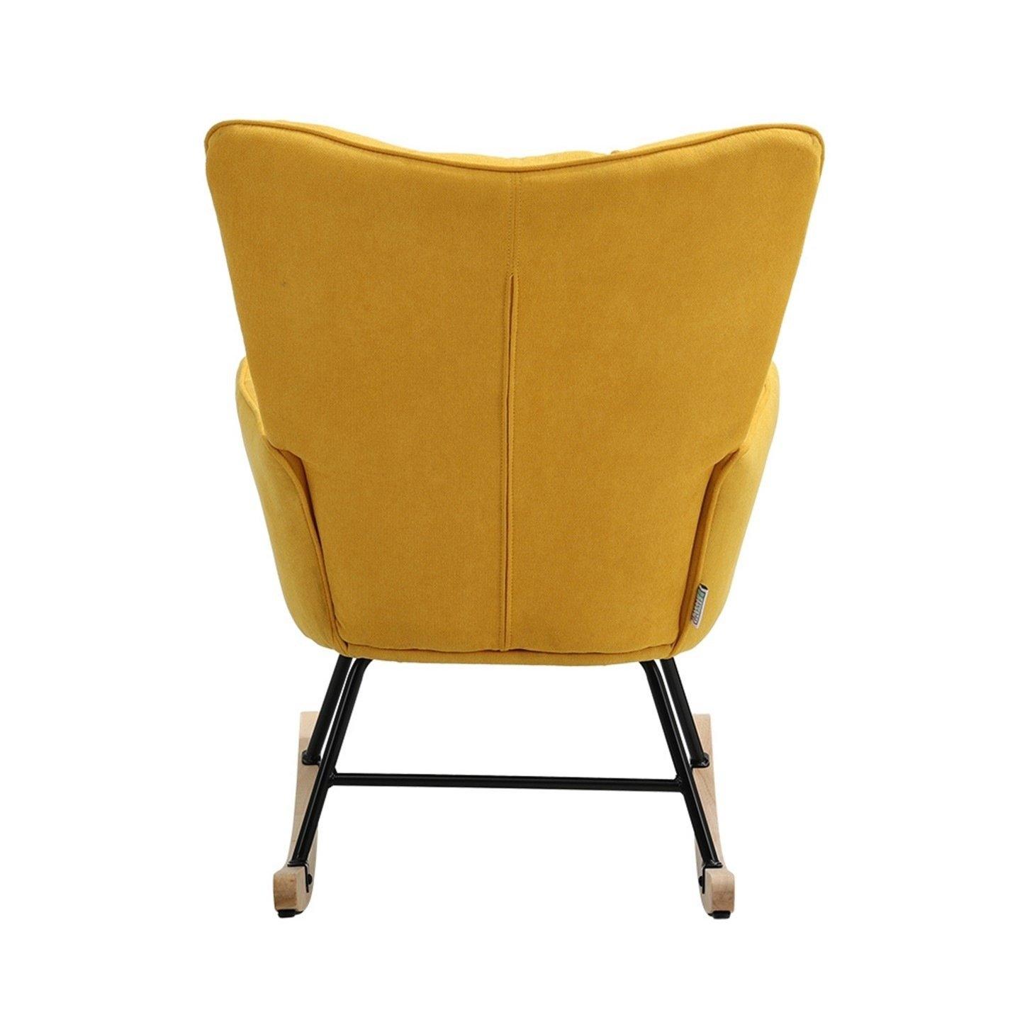 Yellow - Kabinet UK - Tufted Lien Upholstered Rocking Chair Yellow - 3