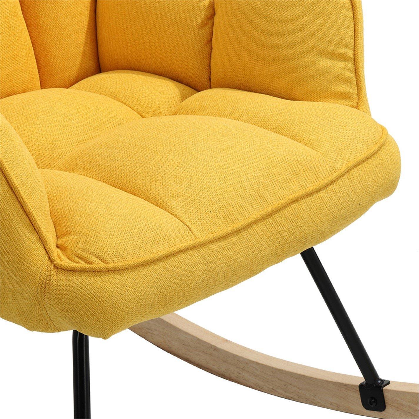 Yellow - Kabinet UK - Tufted Lien Upholstered Rocking Chair Yellow - 4