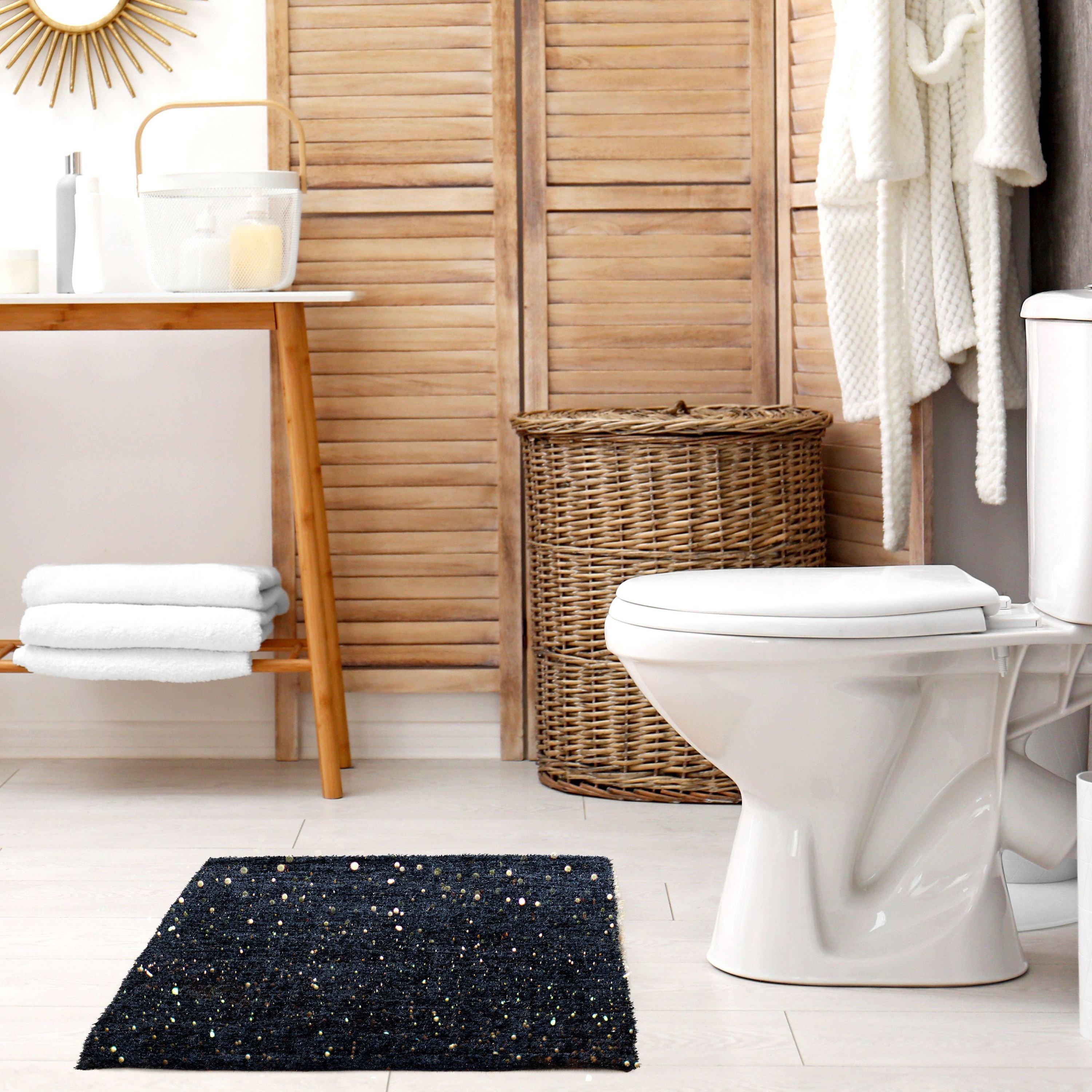 Black - Emma Barclay - Bath Mat Sparkle Absorbent Washable Twinkle - 3