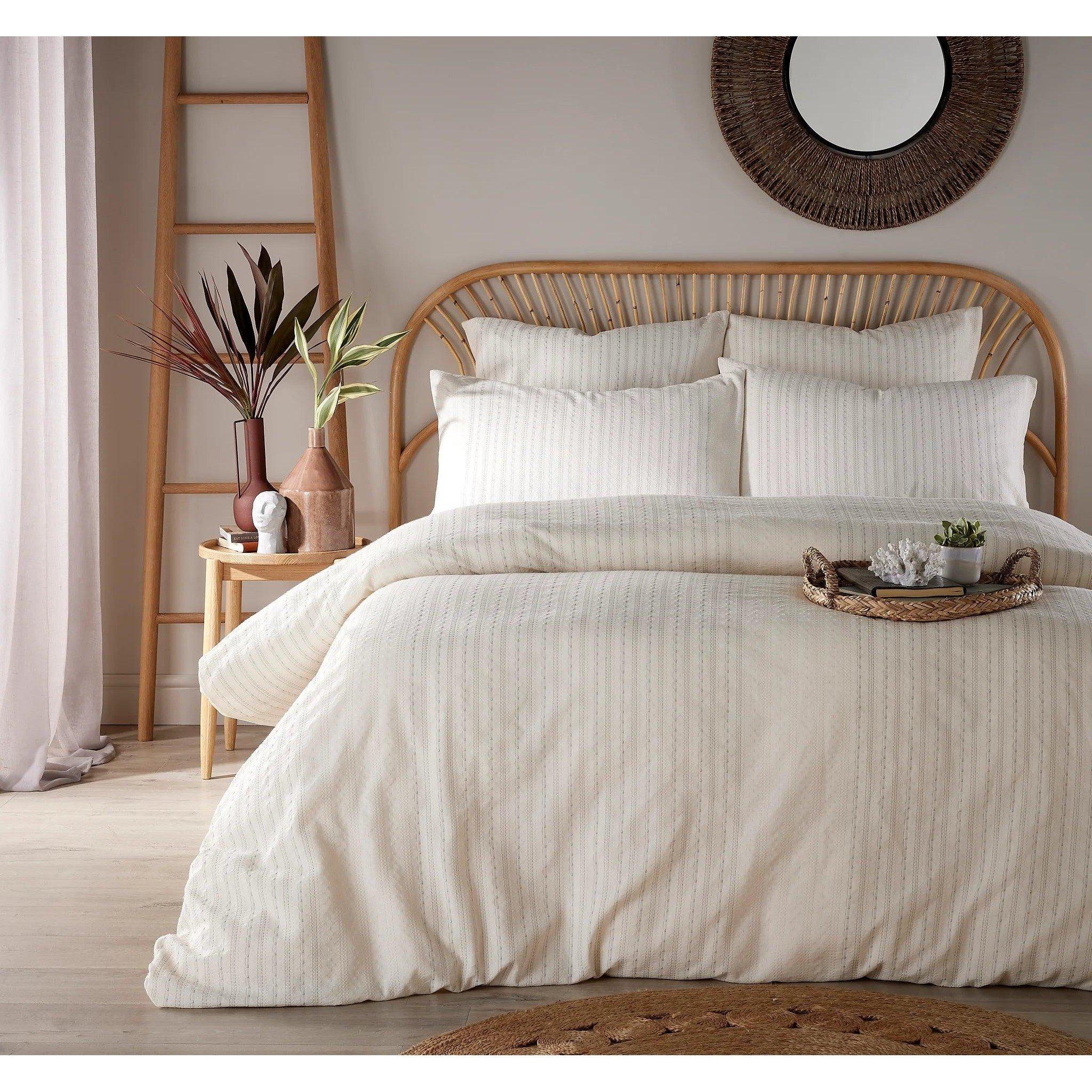 Multi - Vantona - Loom Range Dobby Waffle Duvet Cover Set - White - 2